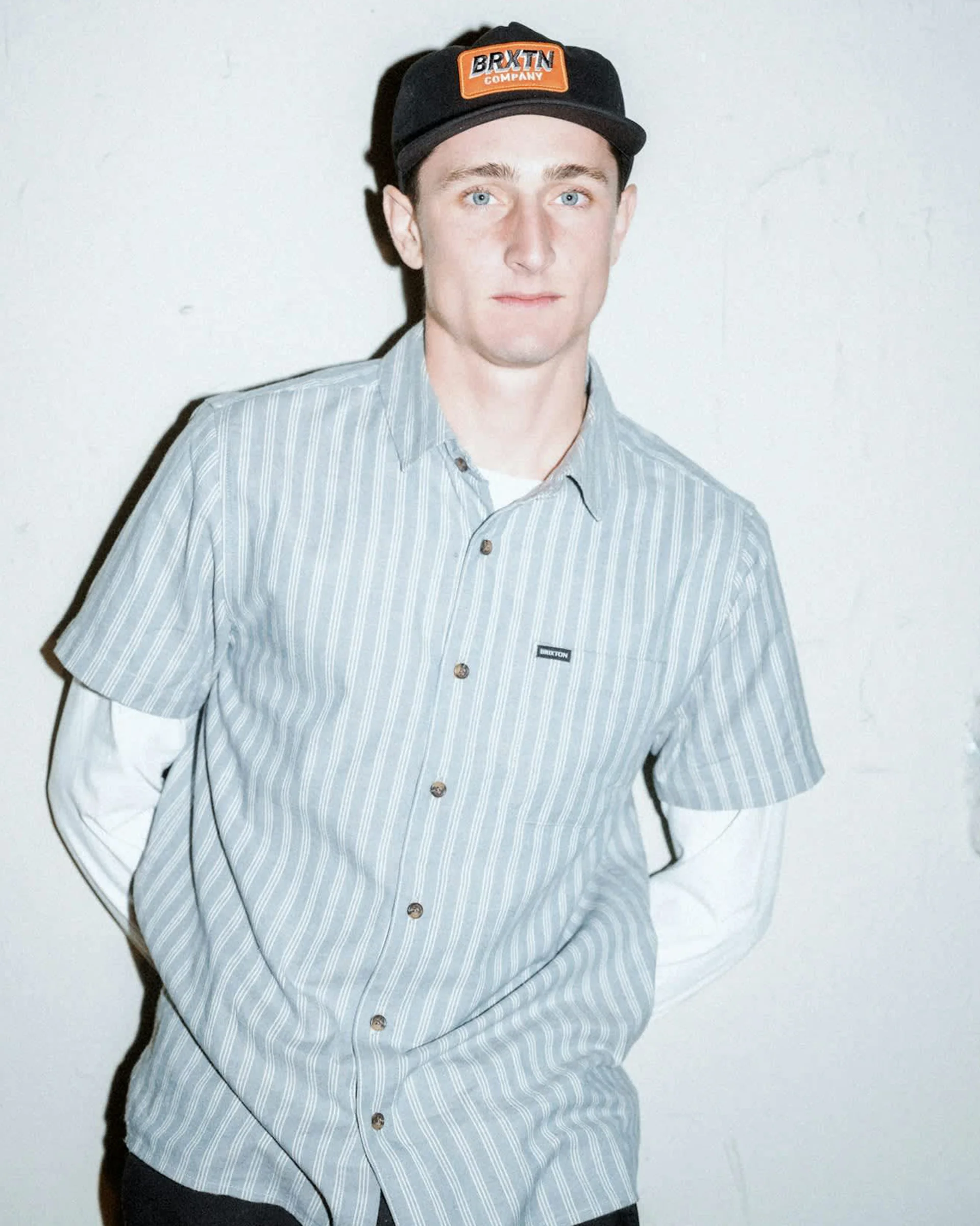 Cru Oxford Stripe S/S Shirt - Basalt Blue / Whitecap Stripe - Image 6