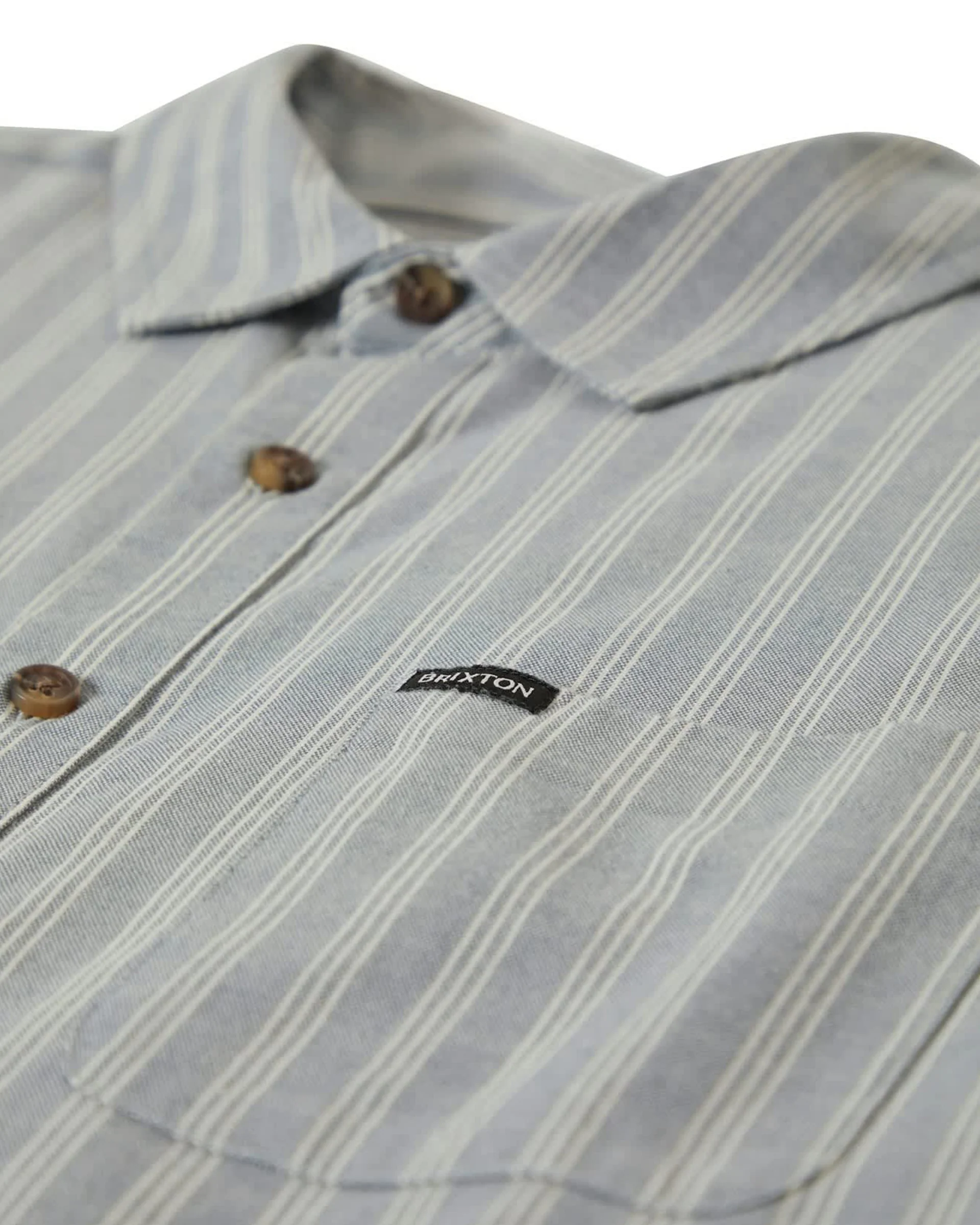Cru Oxford Stripe S/S Shirt - Basalt Blue / Whitecap Stripe - Image 7