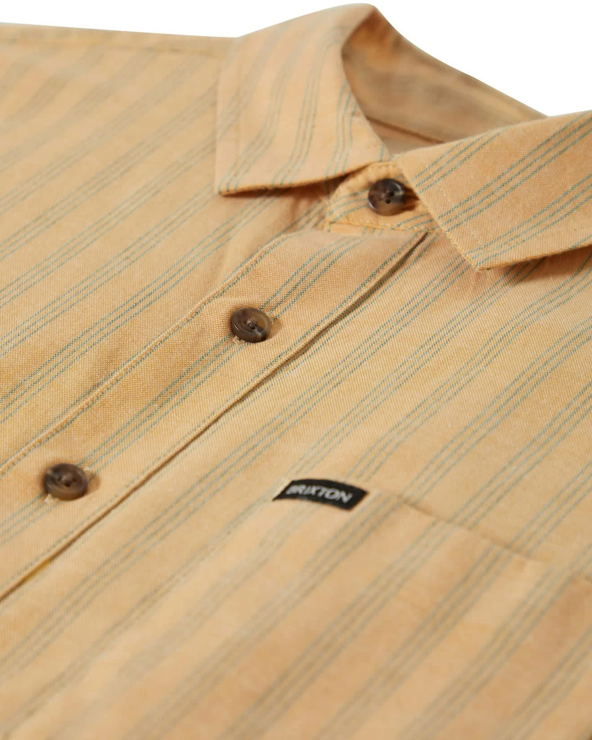 Cru Oxford Stripe S/S Shirt - Curry/Ivy Green Stripe - Image 6