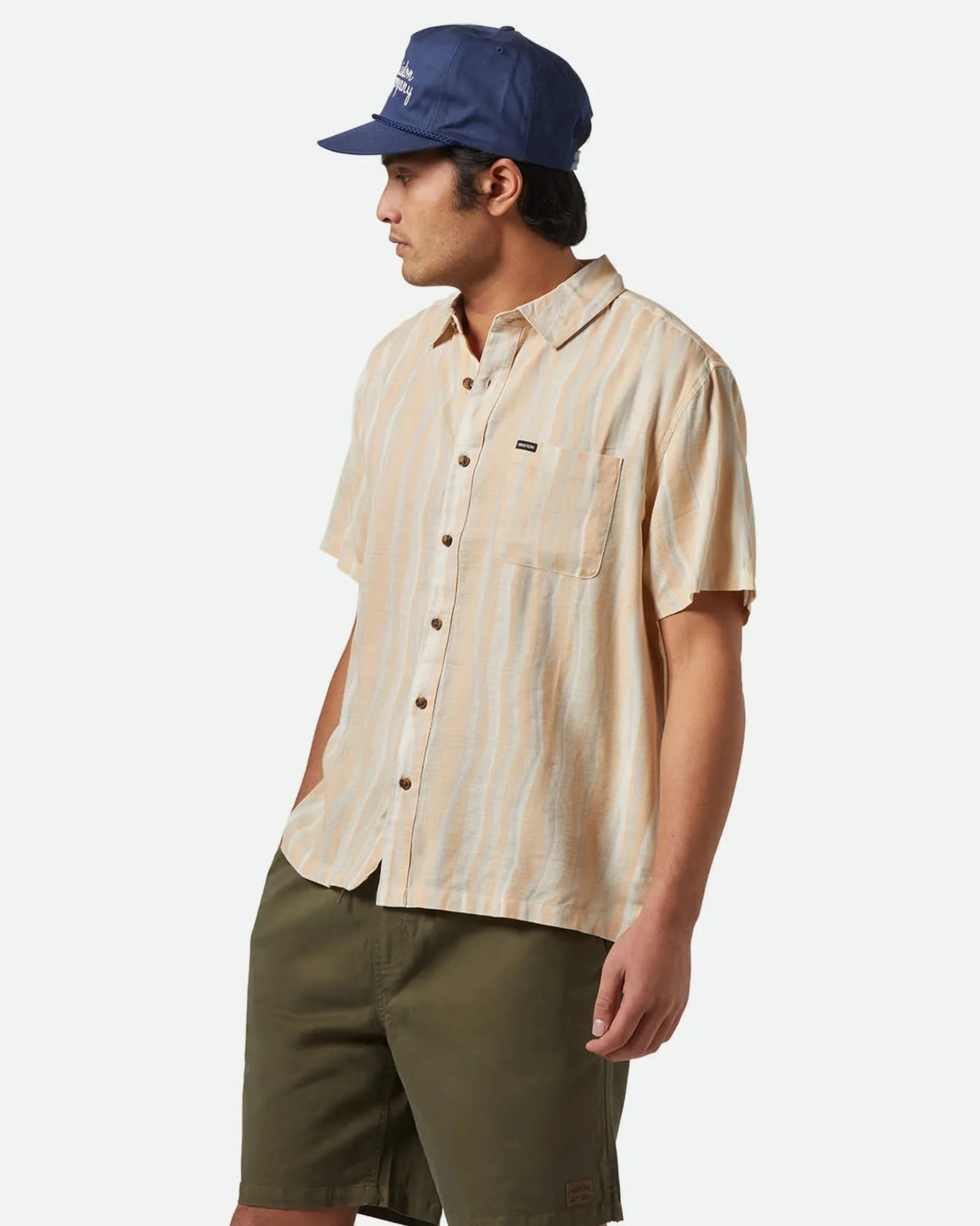 Cru Slub Relaxed S/S Shirt - Hazelnut/Painterly Stripe - Image 3