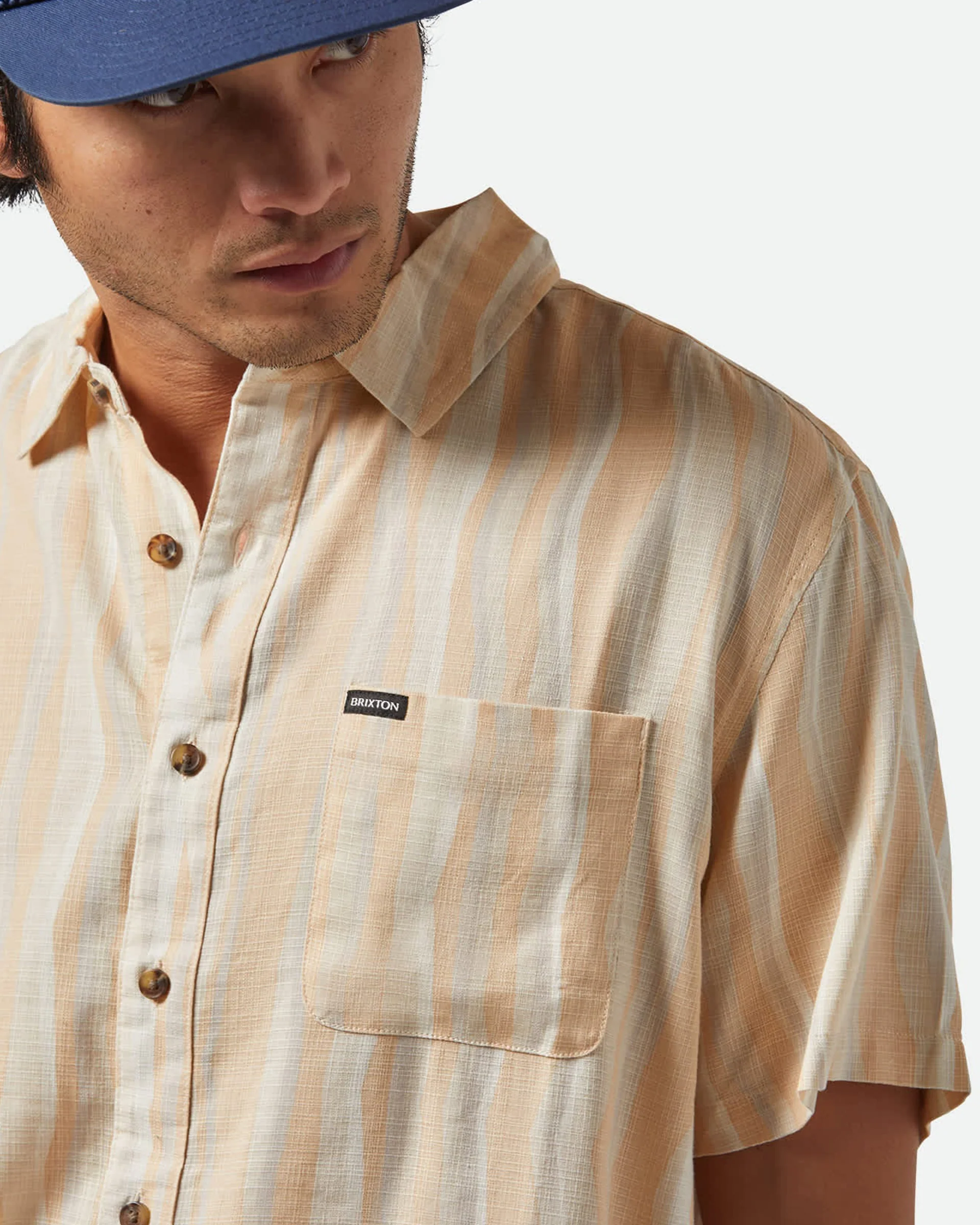 Cru Slub Relaxed S/S Shirt - Hazelnut/Painterly Stripe - Image 6