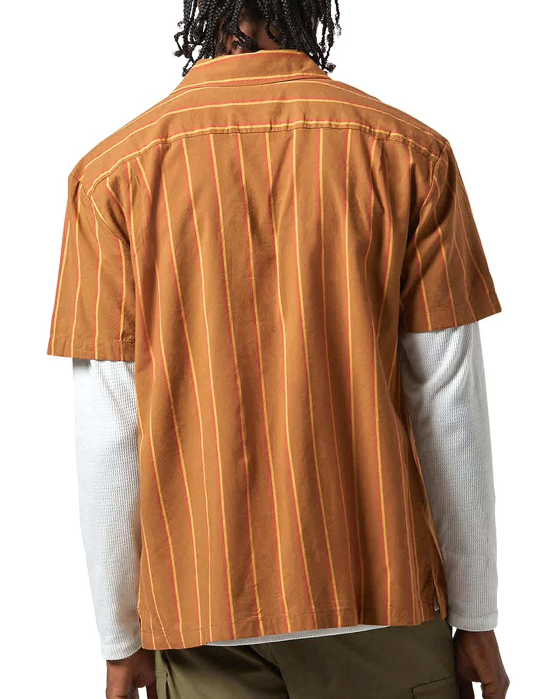 Cru Stripe S/S Woven Shirt - Washed Copper/Burnt Red/Sunset - Image 2
