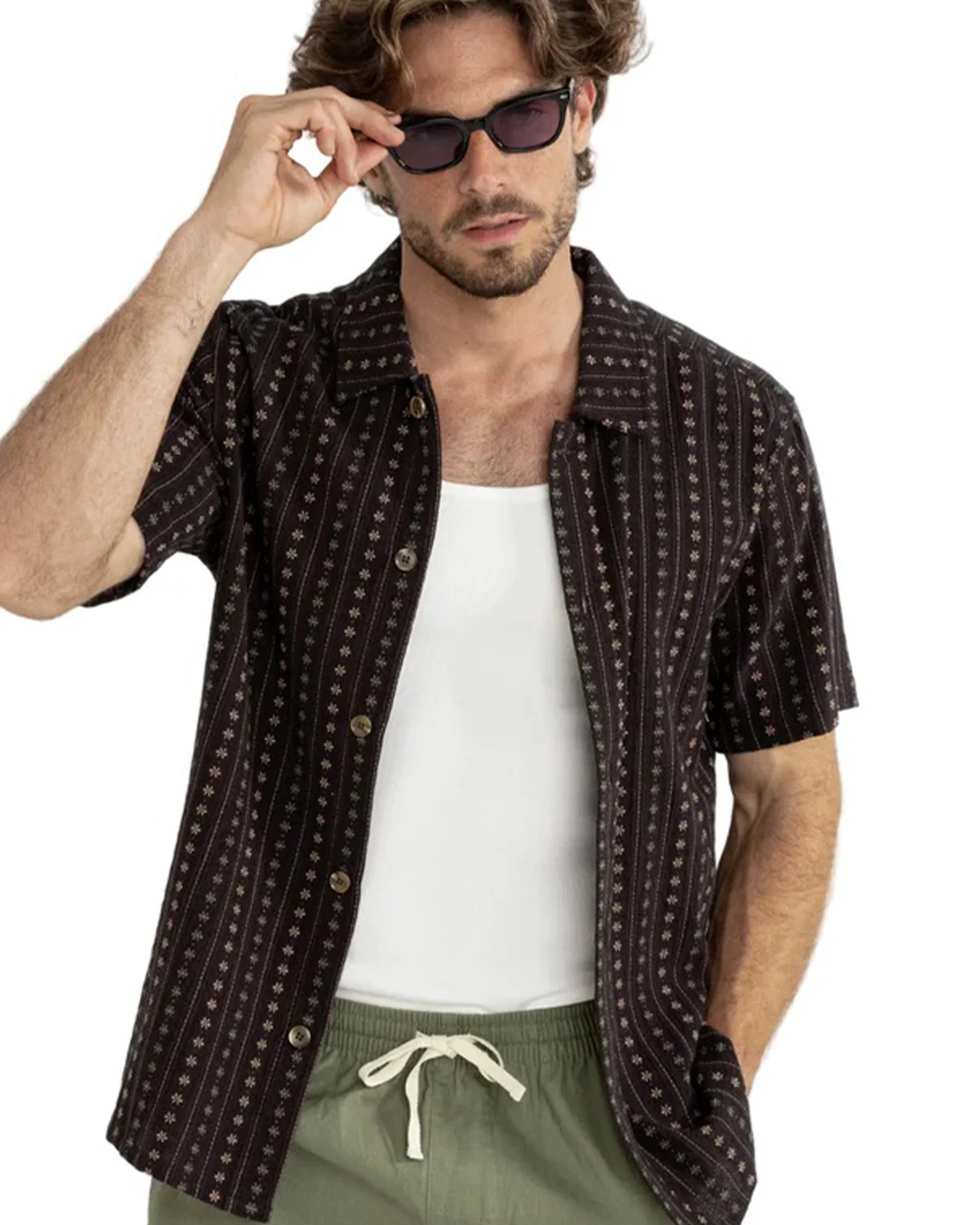 Dakota Stripe S/S Shirt - Chocolate - Image 2