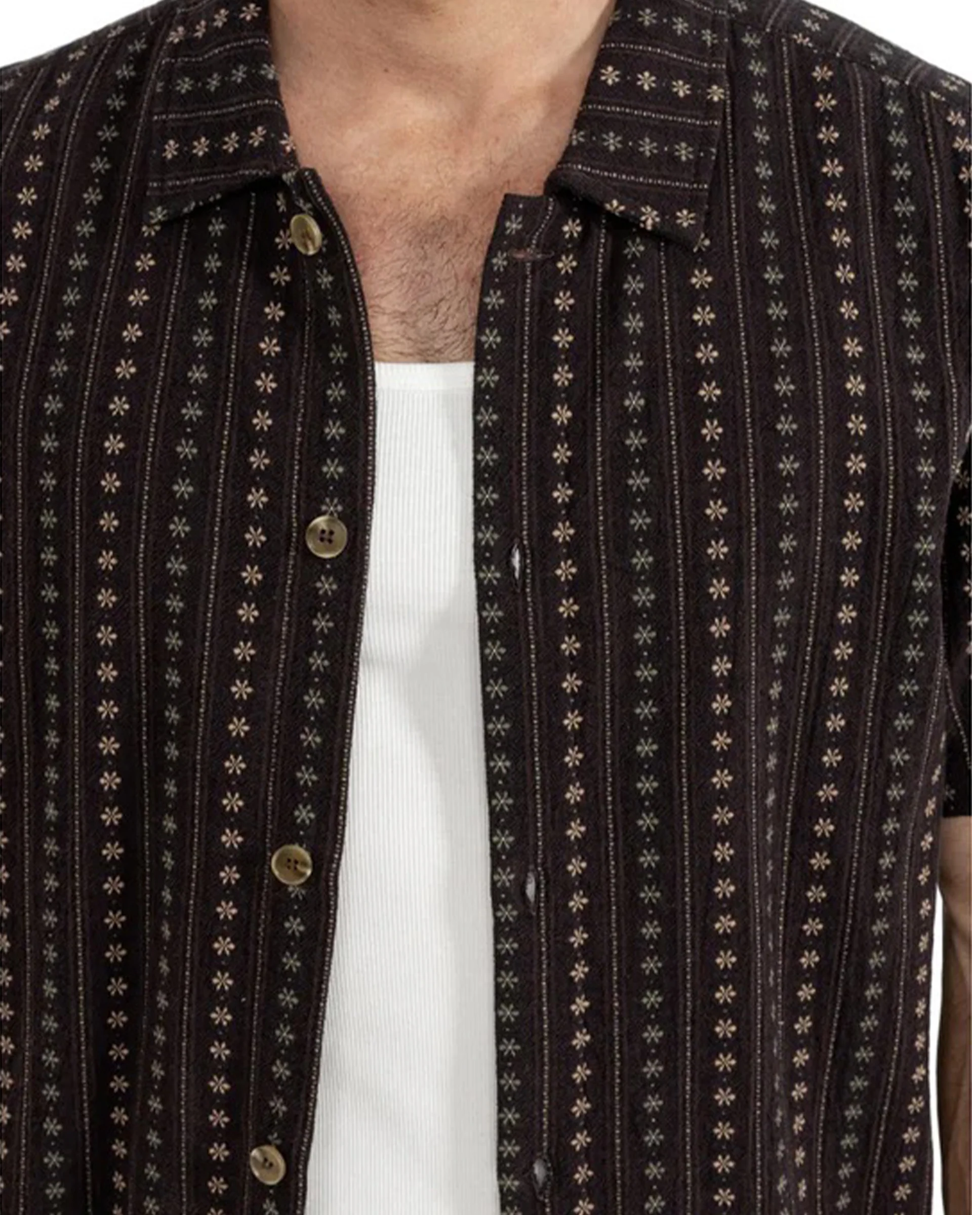Dakota Stripe S/S Shirt - Chocolate - Image 3