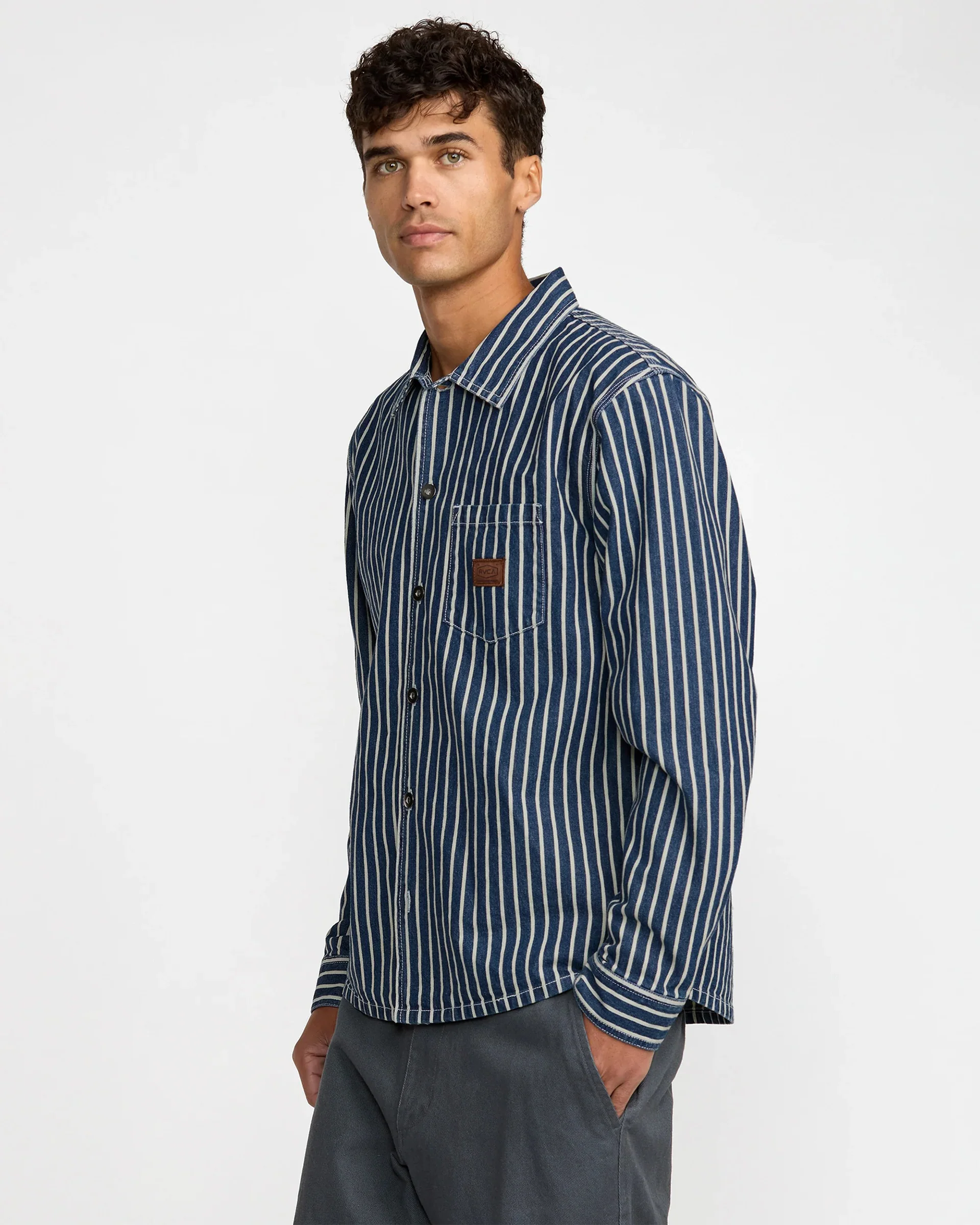 Dayshift Hickory Overshirt - Dark Denim - Image 6
