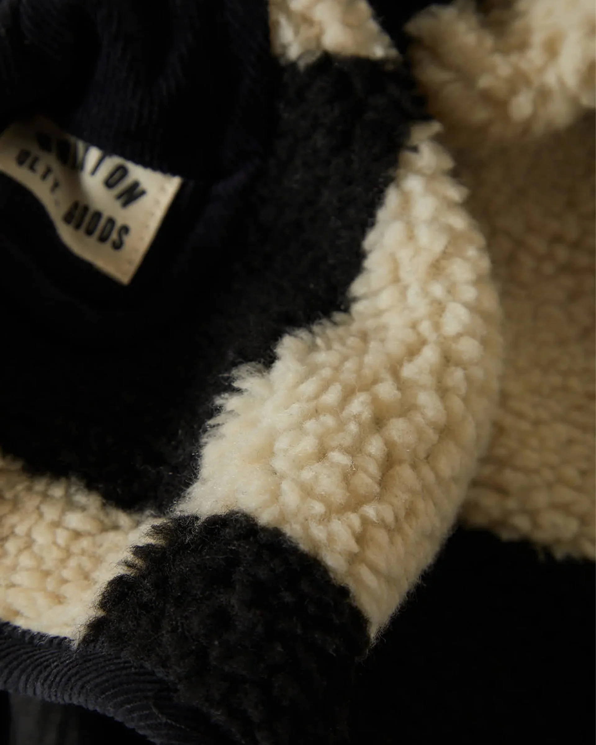 Delilah Sherpa Jacket - Black/Natural Finish Line Checker - Image 10
