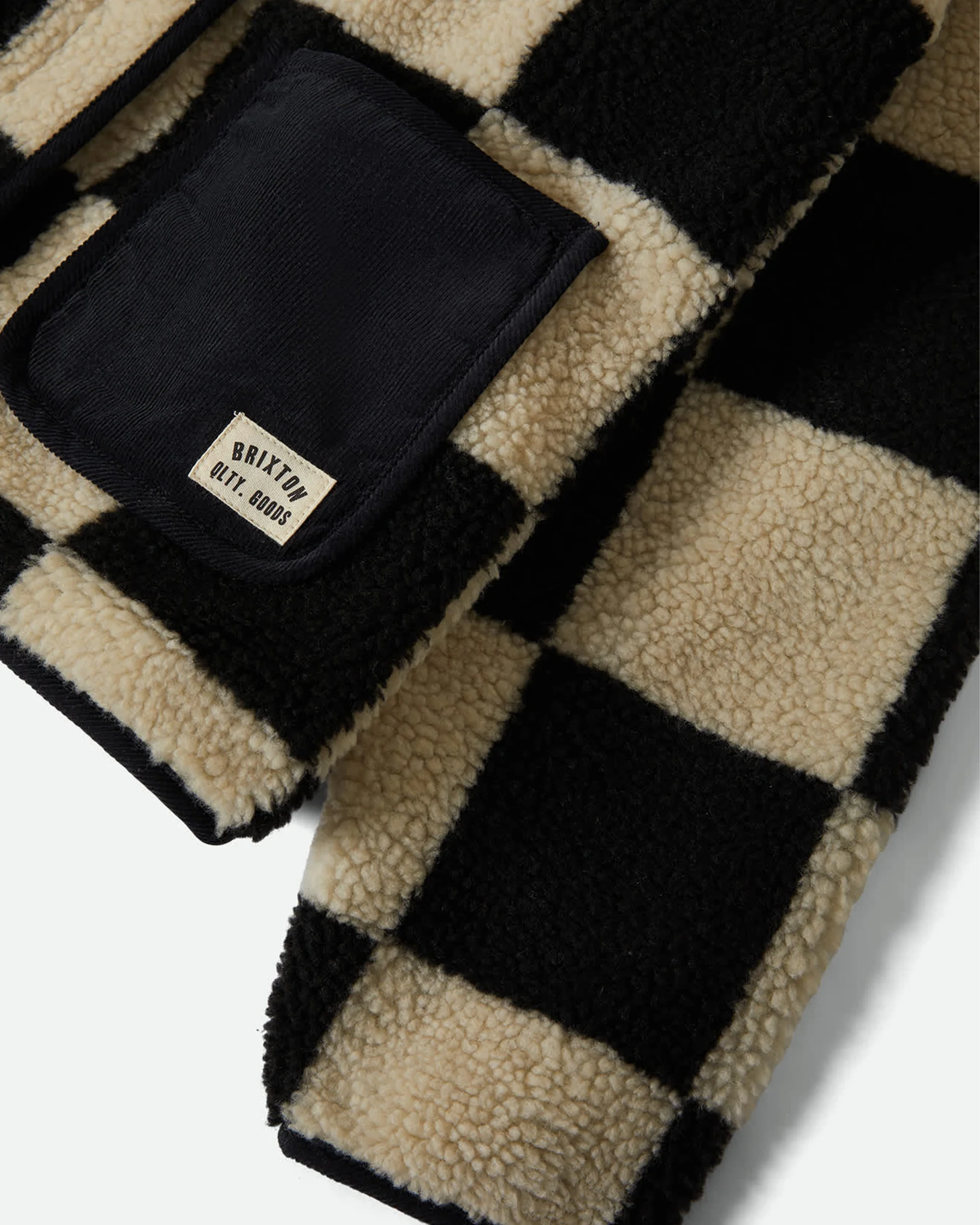 Delilah Sherpa Jacket - Black/Natural Finish Line Checker - Image 11