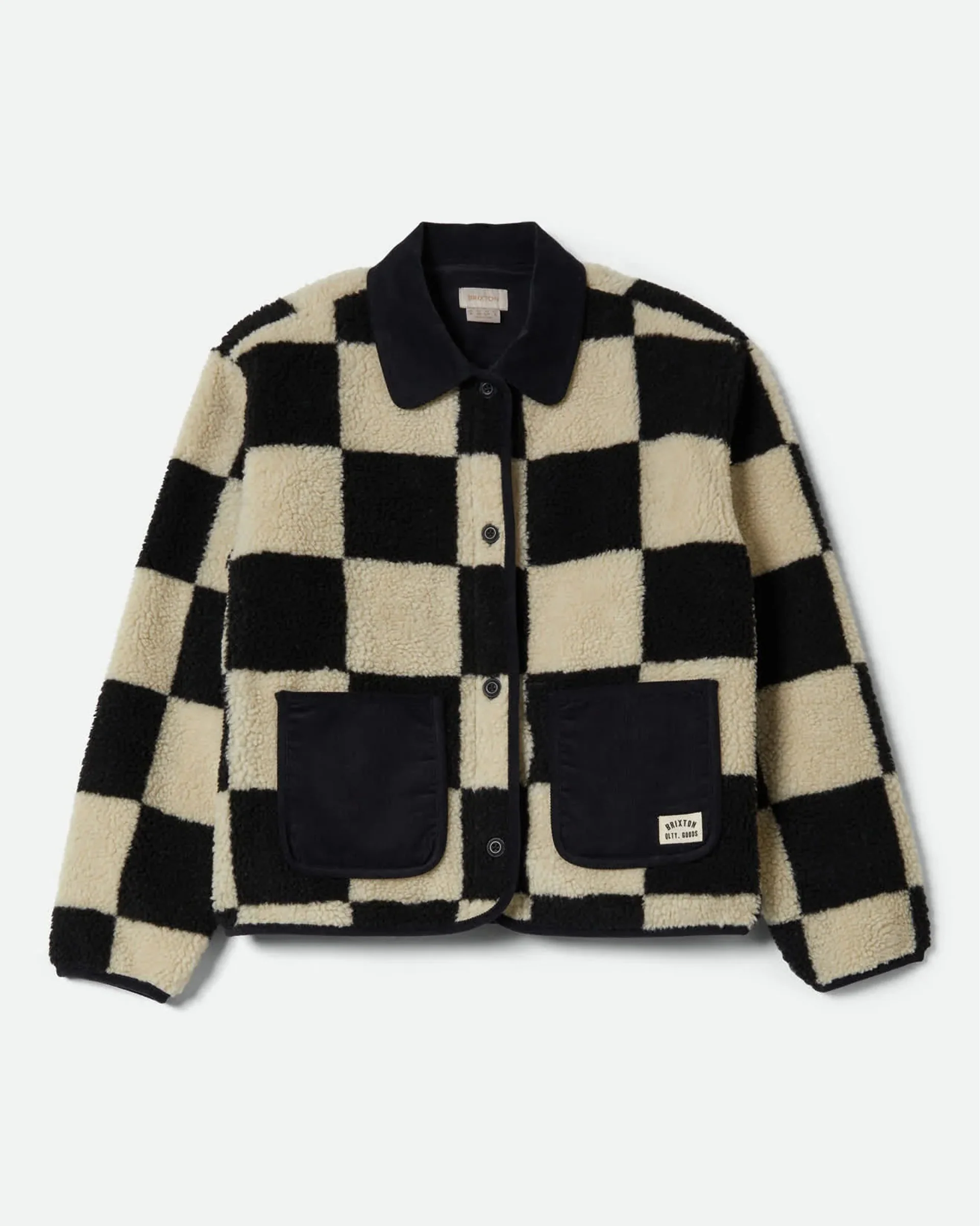 Delilah Sherpa Jacket - Black/Natural Finish Line Checker - Image 2