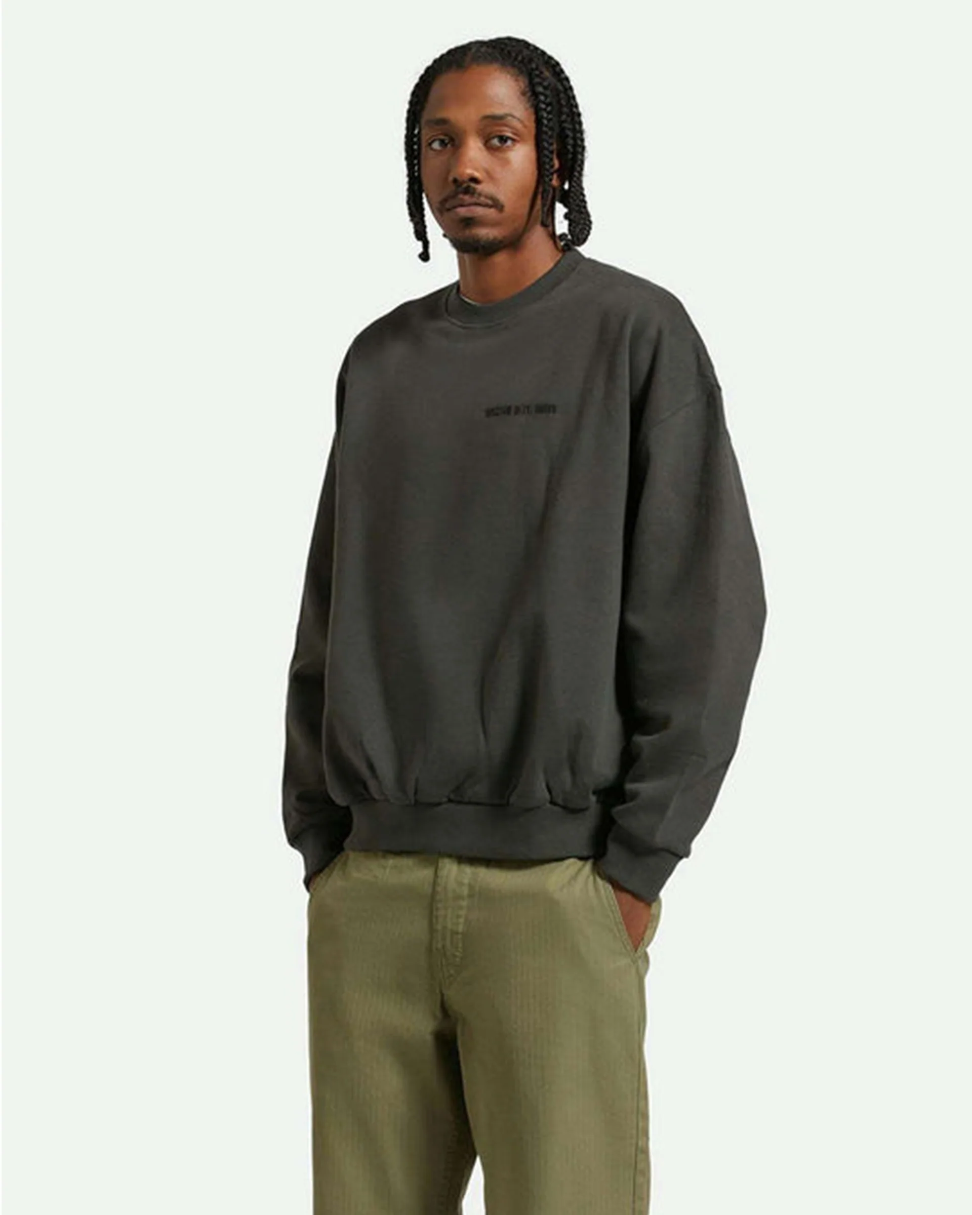Embroidered Heavyweight Oversized Crew - Washed Black - Image 2