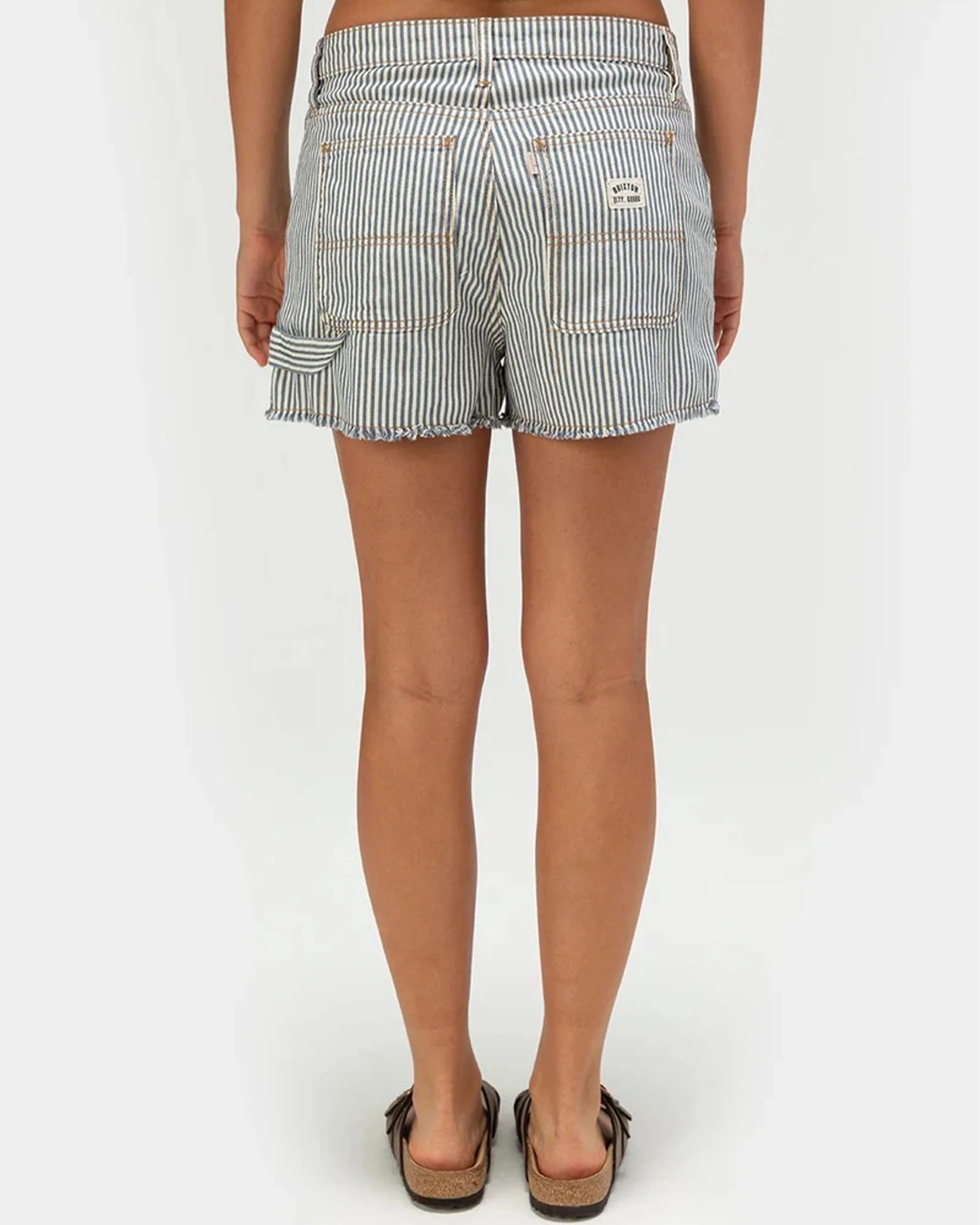 Women's Essex Cut Off Painter Short - Azure Blue Pinstripe - Image 3