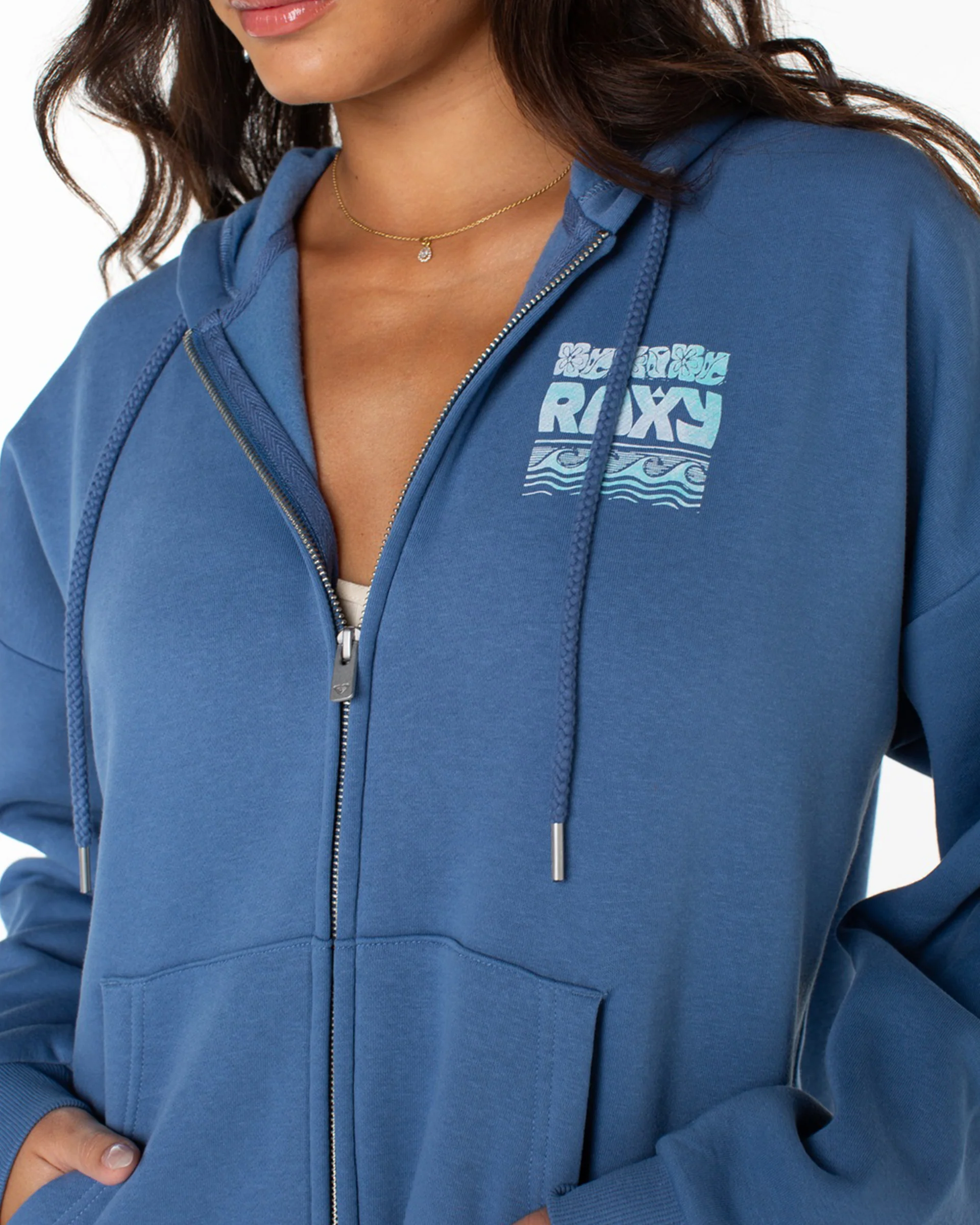 Evening Lineup Zip Through Hoodie - Blue Horizon Okinawa - Image 3