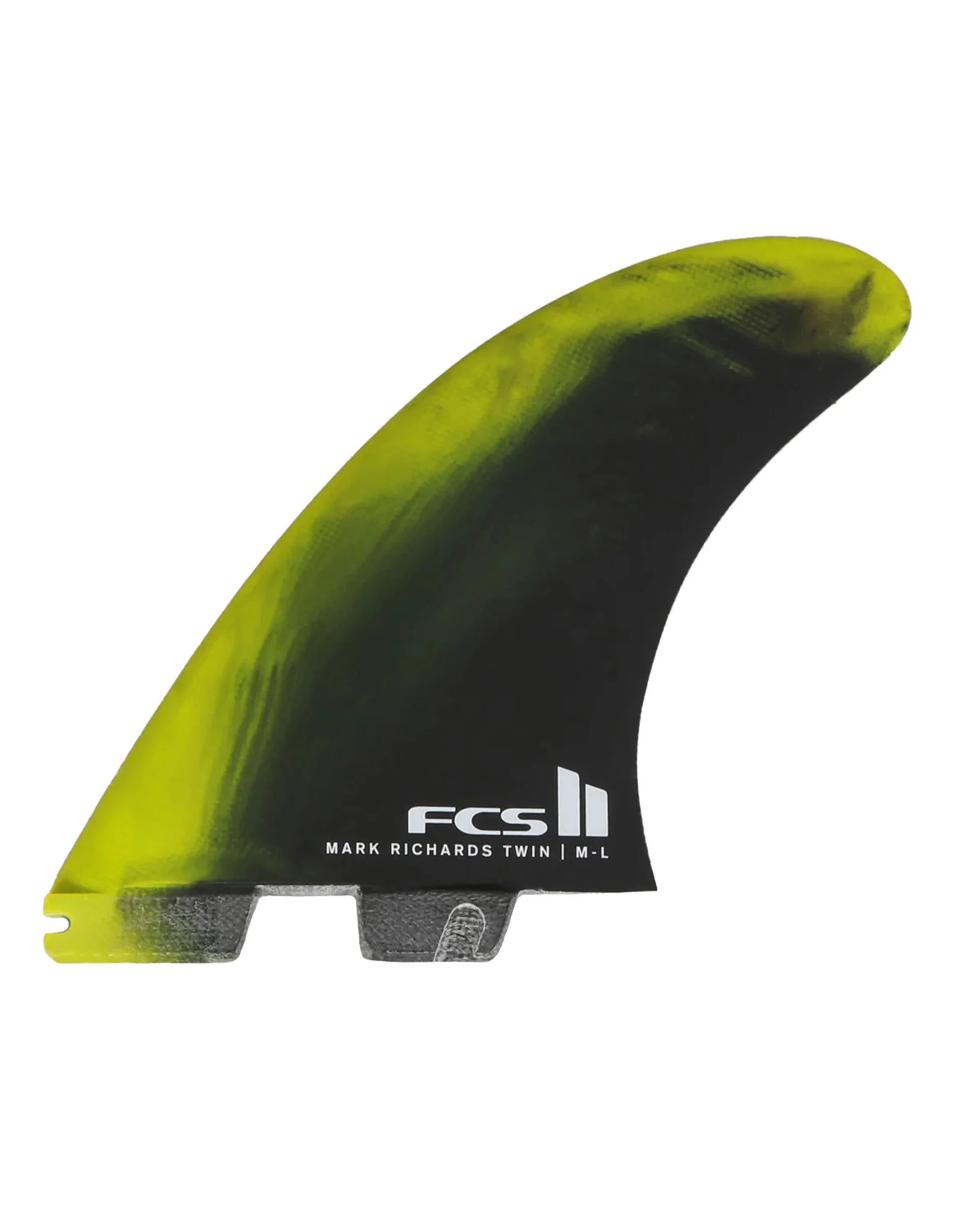 FCS II Mark Richards Twin + Stabiliser Surf Fins (M-L) - Cyber Lime/Black