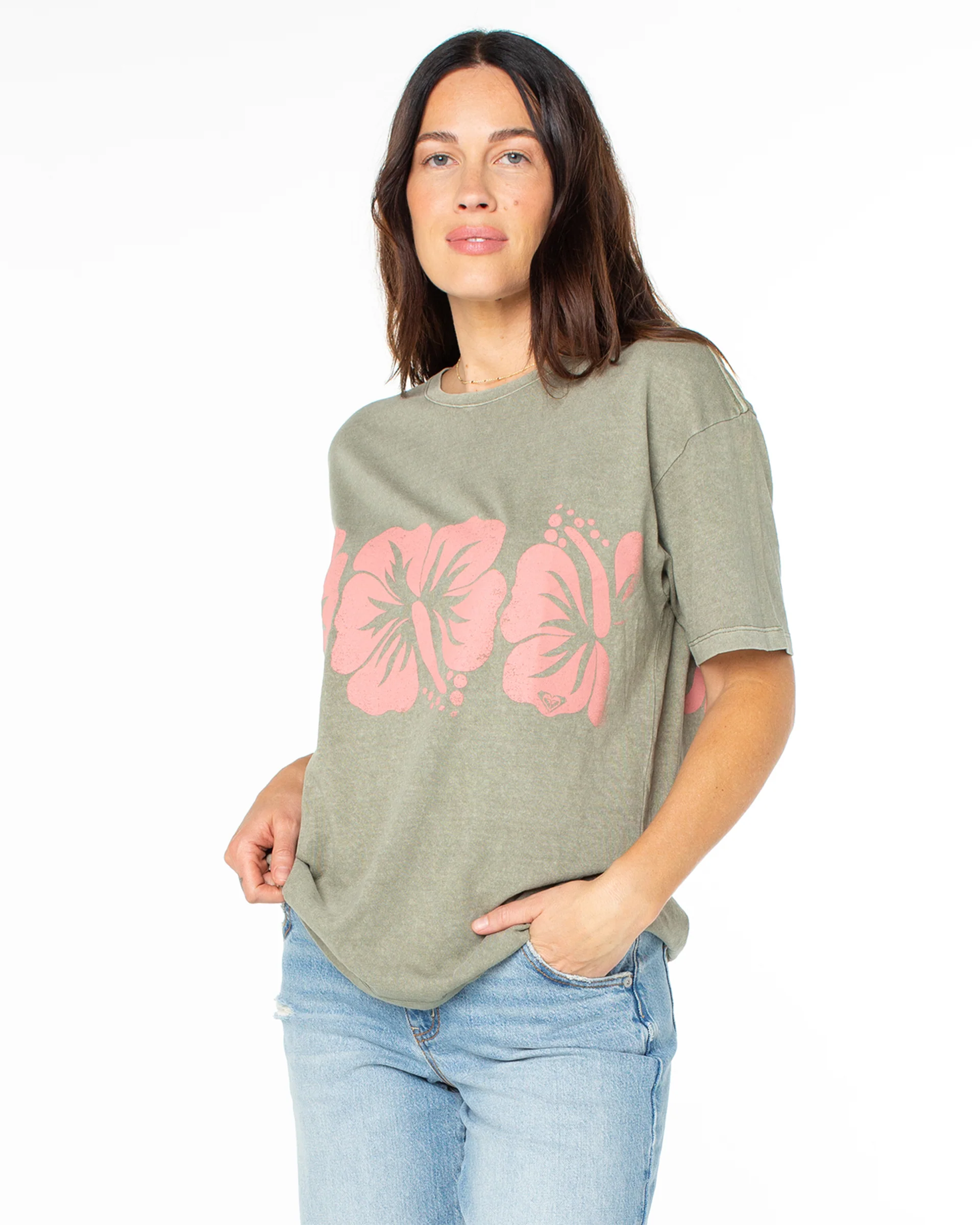 Flower Block S/S T-Shirt - Vetiver Solid - Image 2