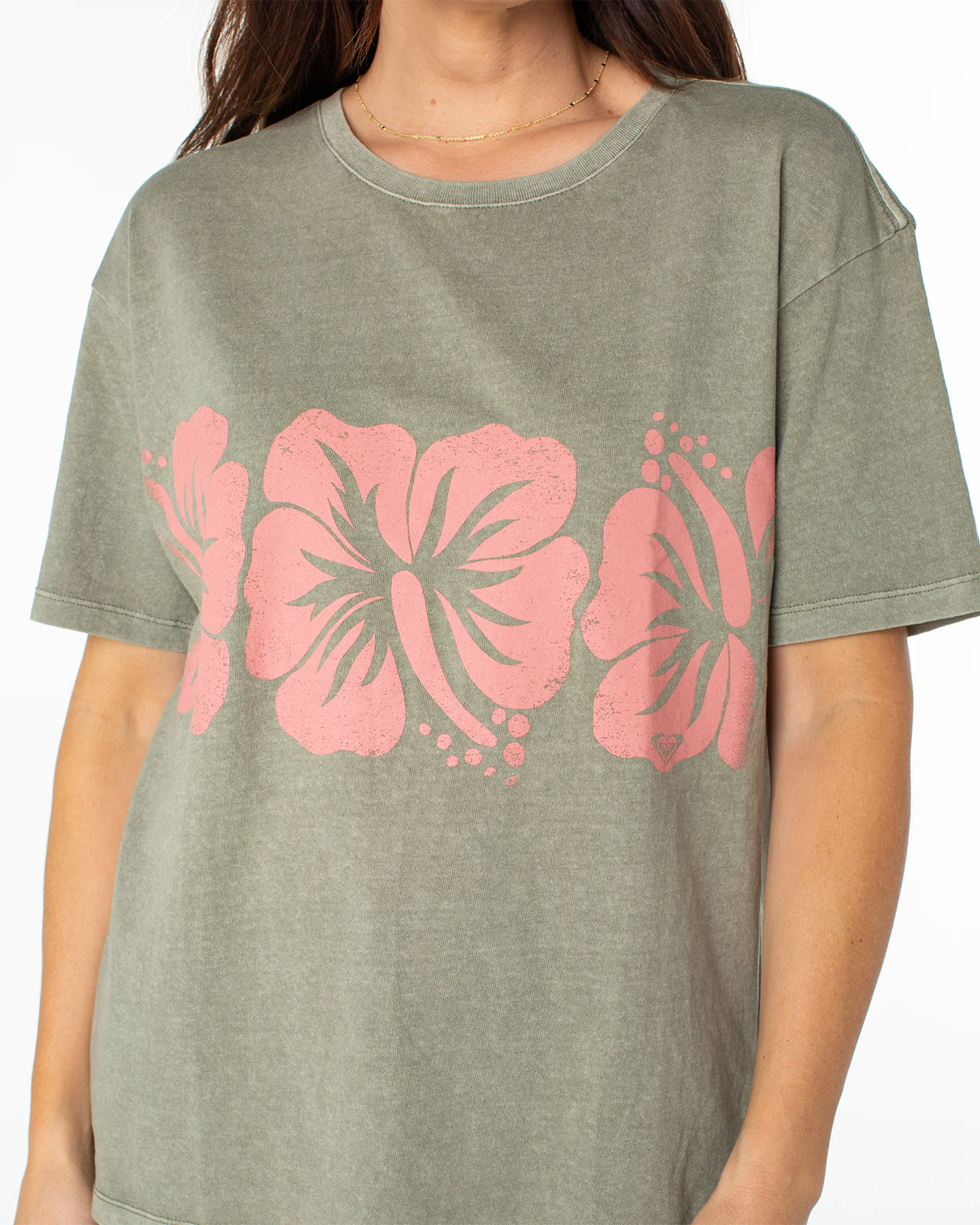 Flower Block S/S T-Shirt - Vetiver Solid - Image 3