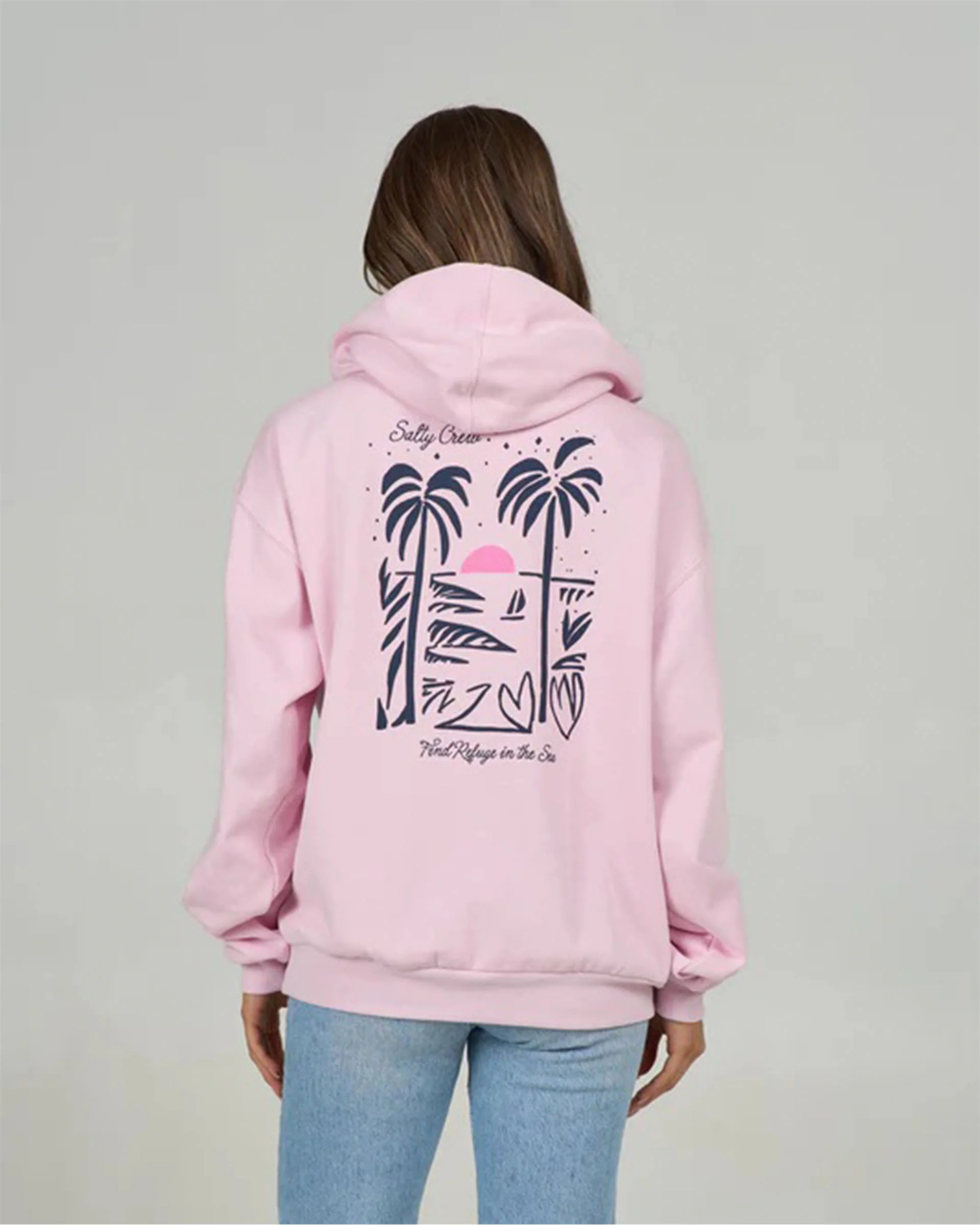 Geo Palm P/O Hoodie - Pink Skies