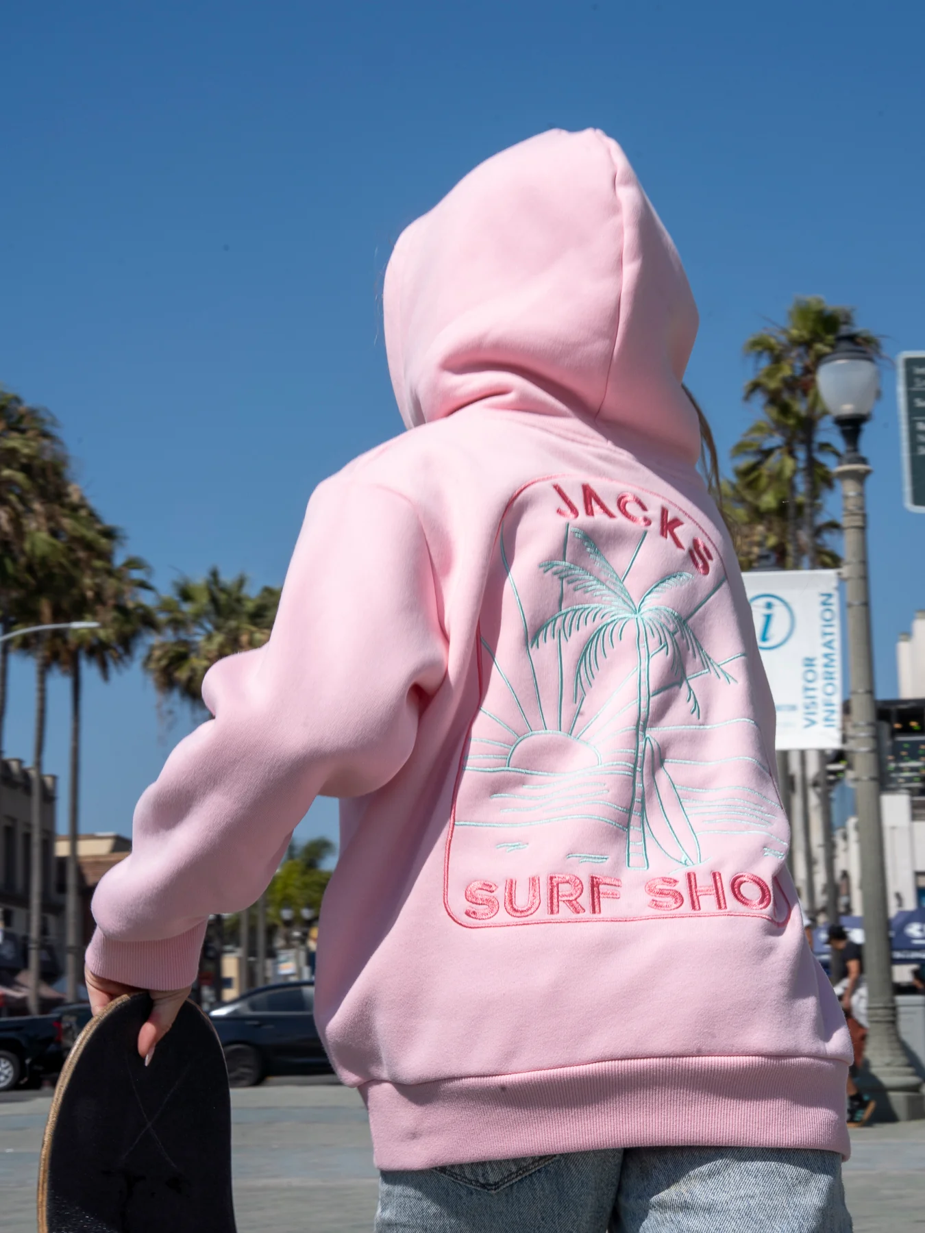 Girl's Dusk Embroidered Pullover Hoodie - Pink