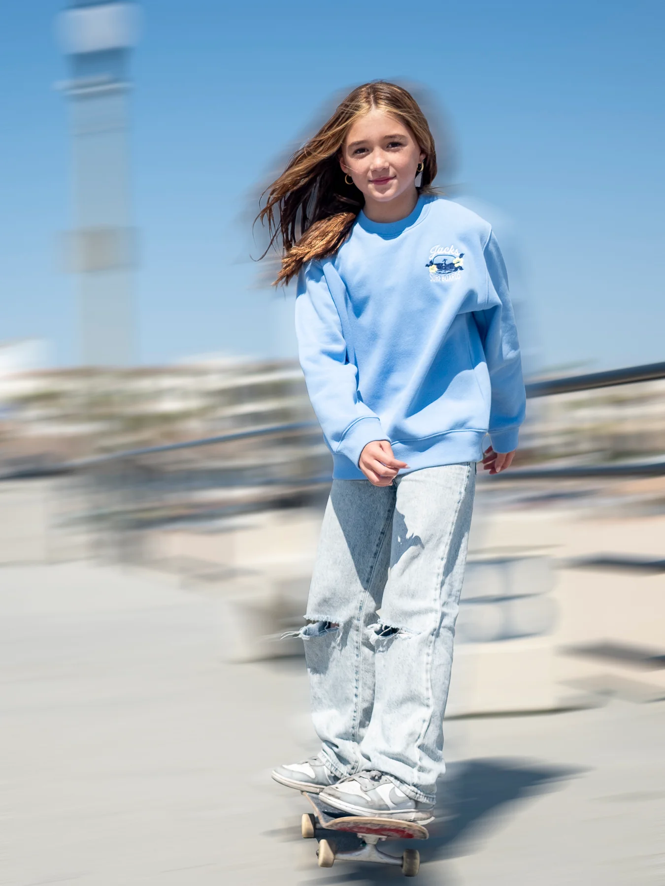 Girl's Tip Toe Embroidered Crewneck Sweatshirt - Image 4