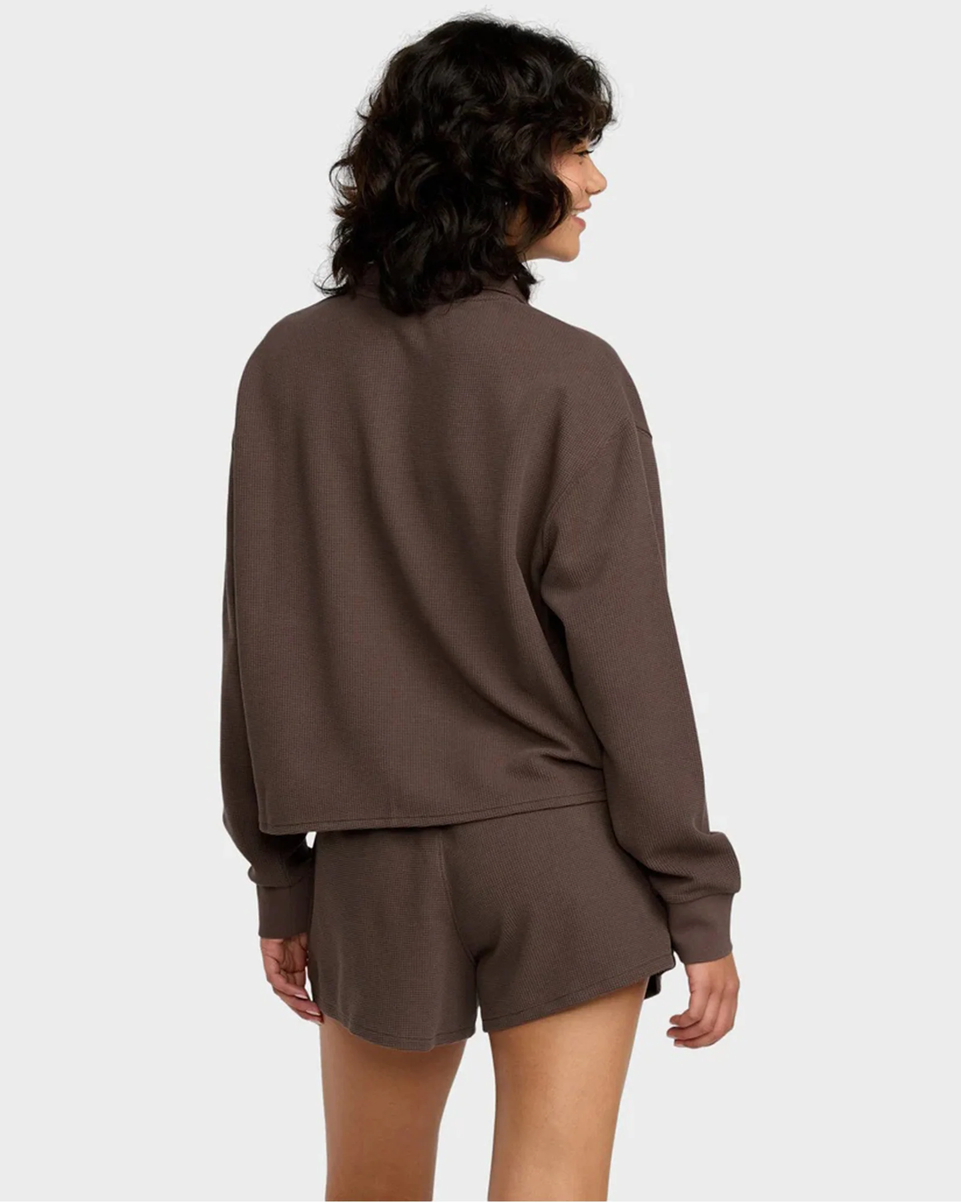 Glory Waffle Elastic Waist Shorts - Brown Bear - Image 2