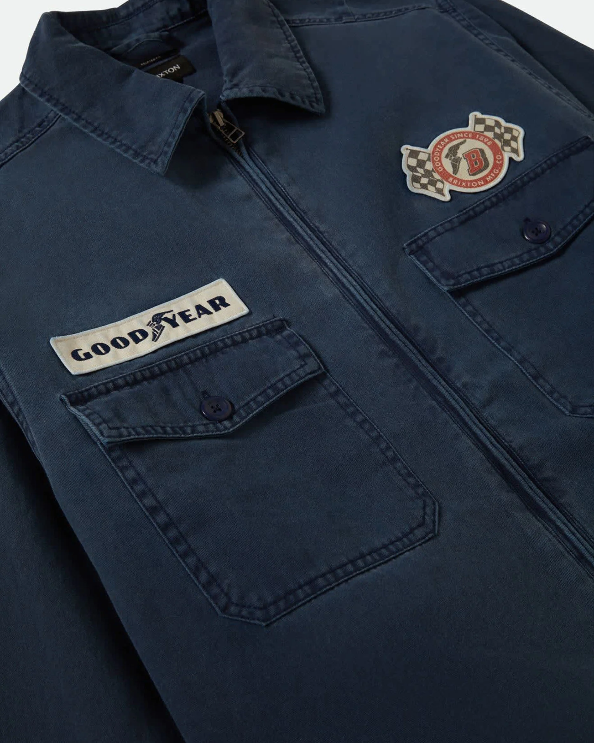 Goodyear Trademark Lightweight Coaches Jacket - Washed Navy - Image 10