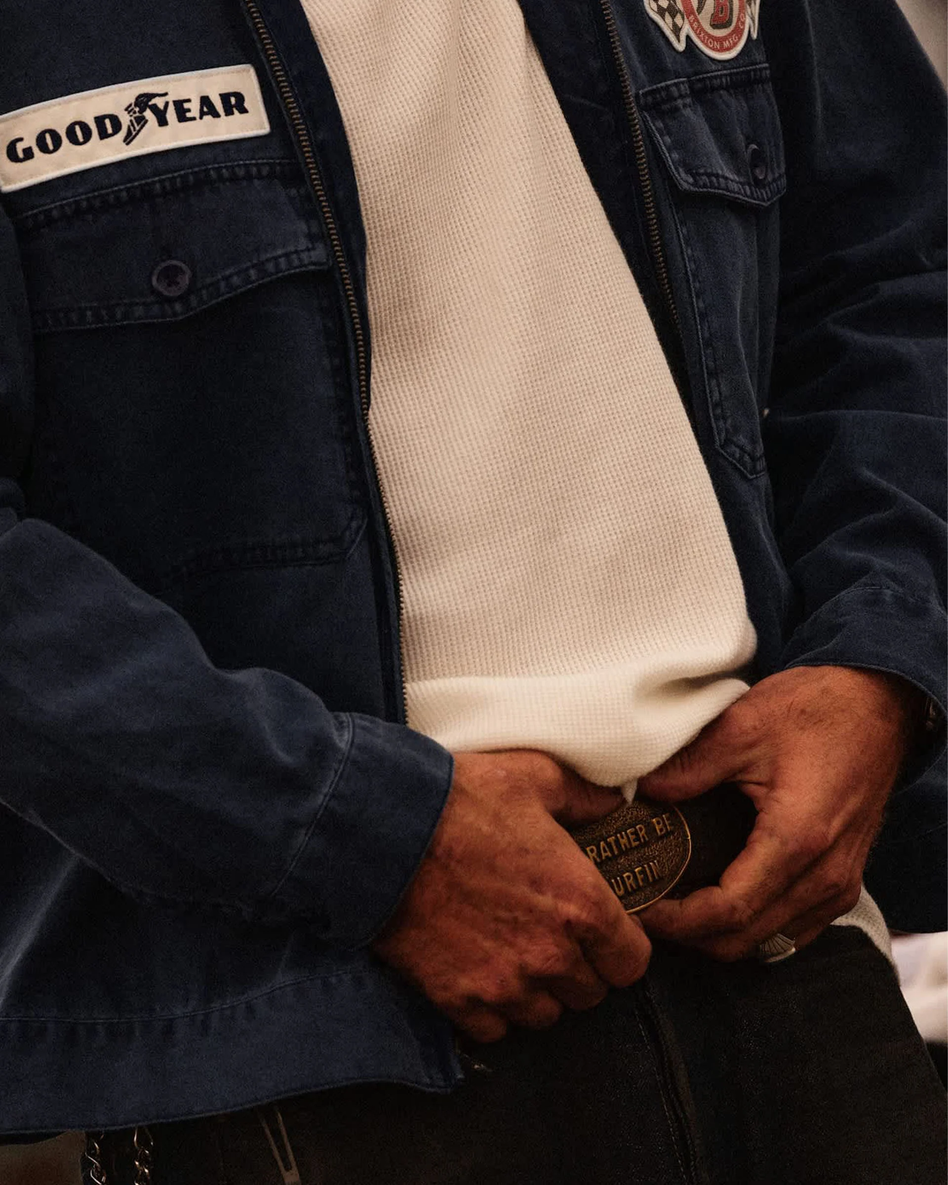 Goodyear Trademark Lightweight Coaches Jacket - Washed Navy - Image 5