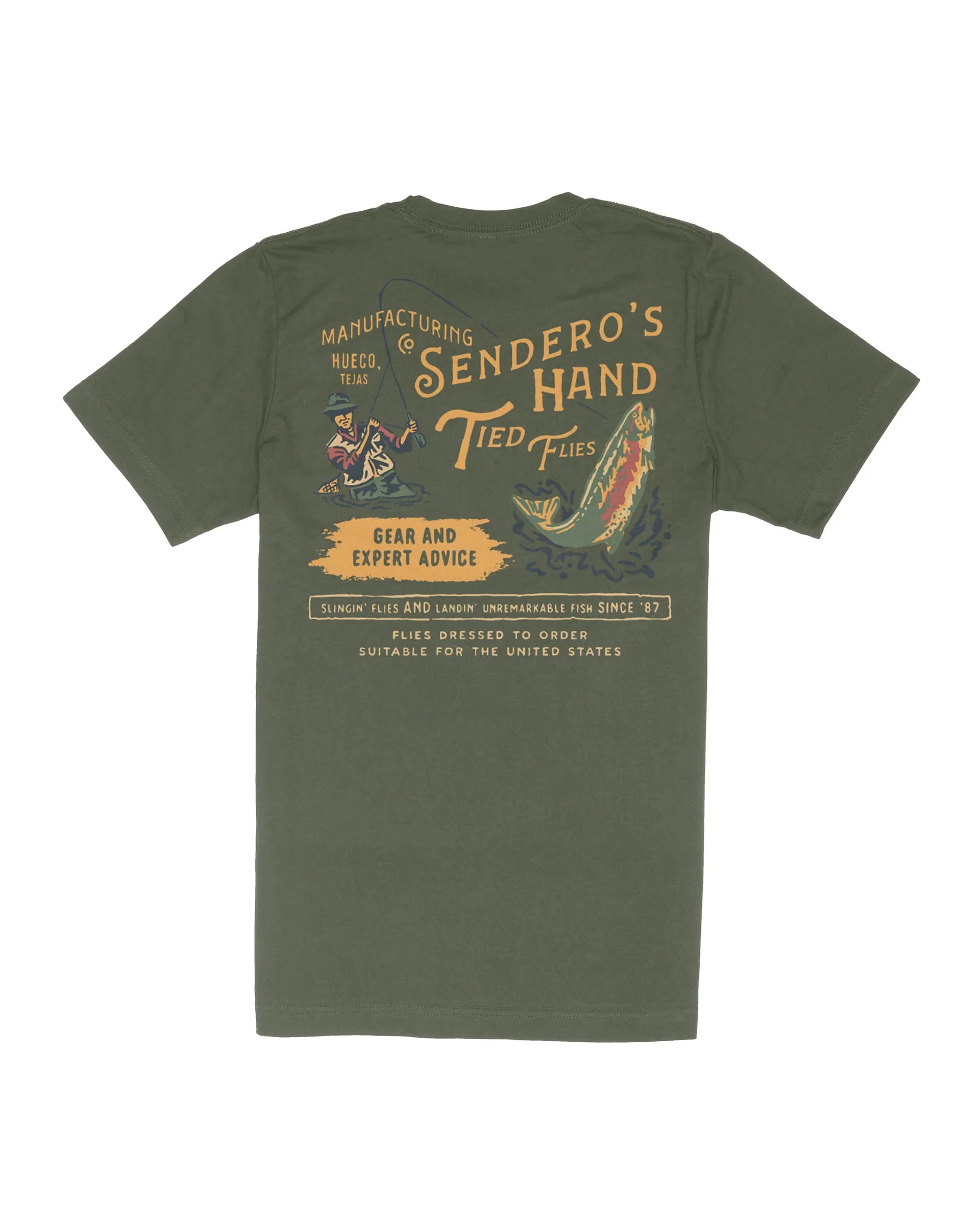 Hand Tied Flies S/S T-Shirt - Army Green