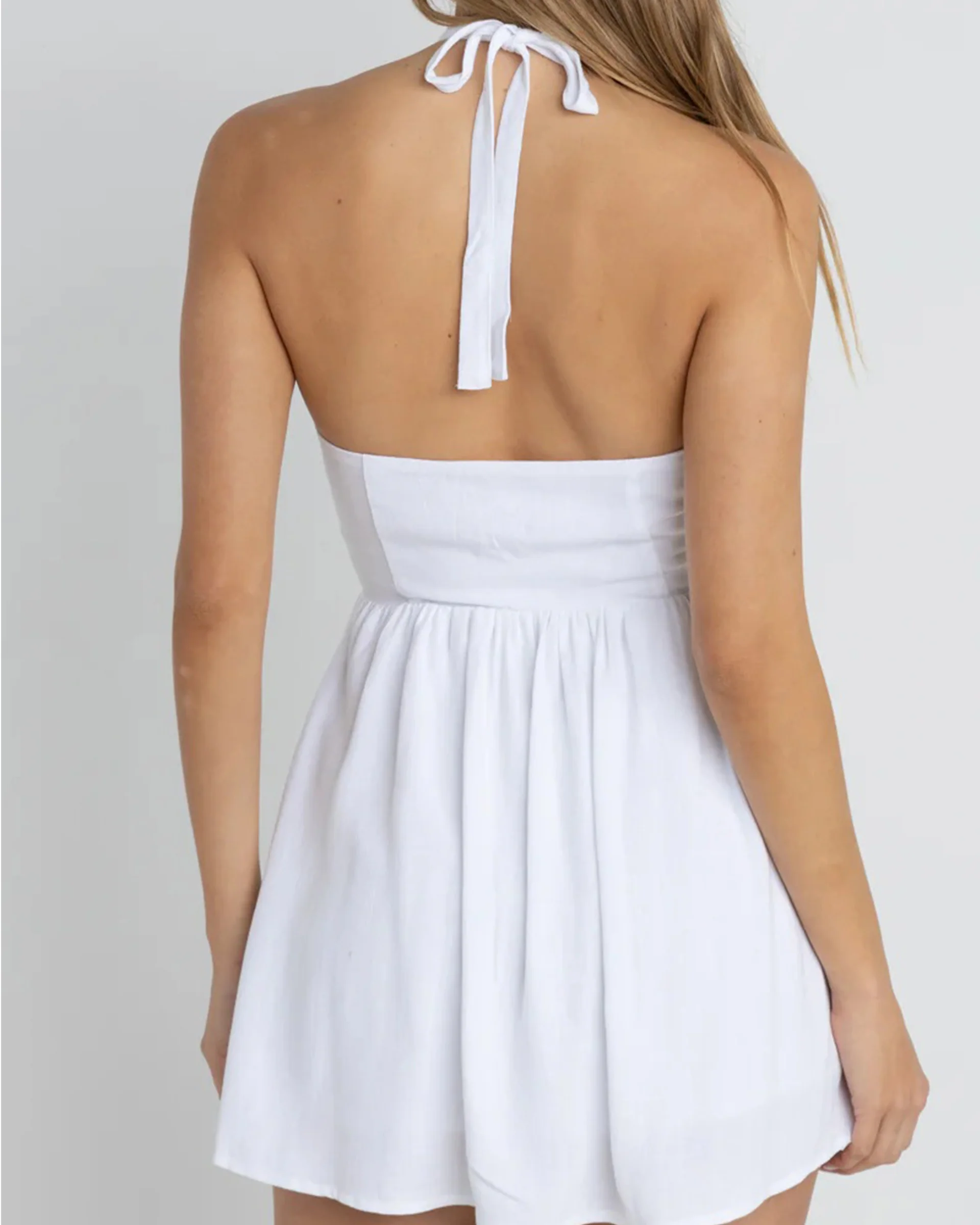 Harlow Halter Mini Dress - White - Image 3