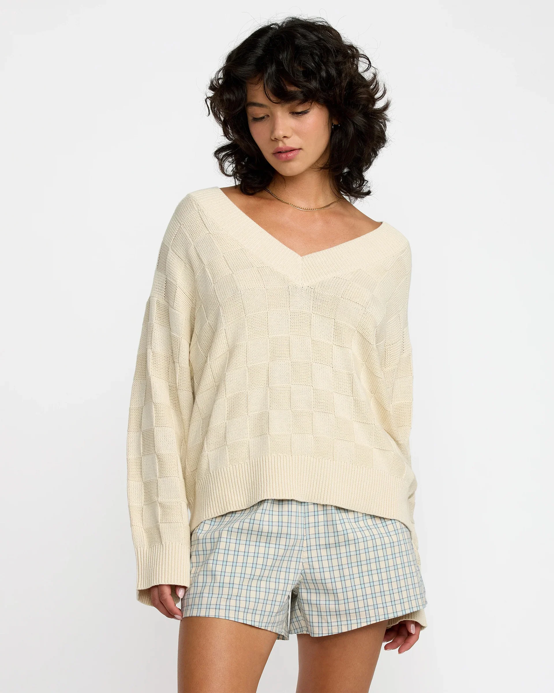 Harmony V-Neck Sweater - Sand - Image 3