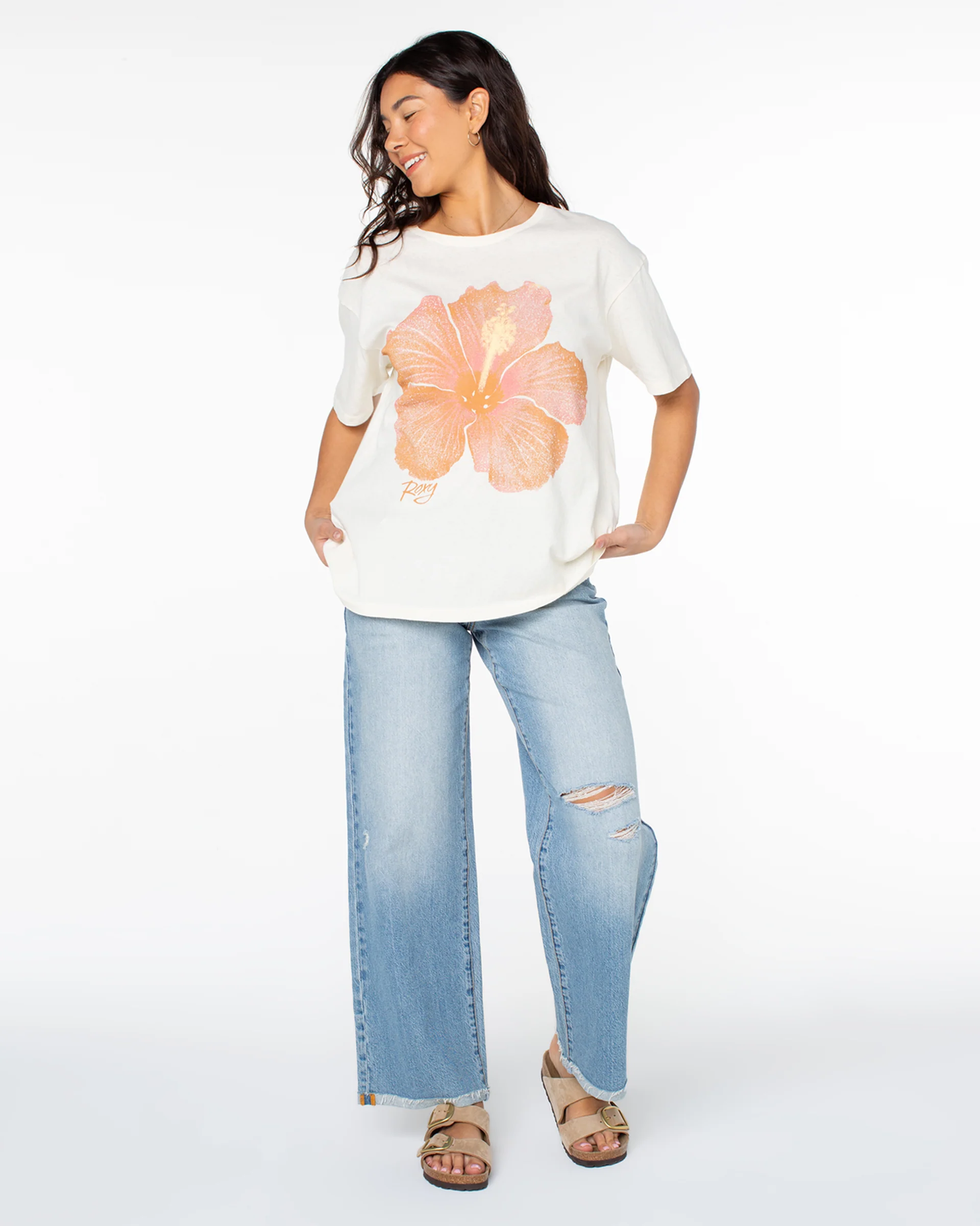 Hibiscus Spray S/S T-Shirt - Egret Hibiscus Spray - Image 2