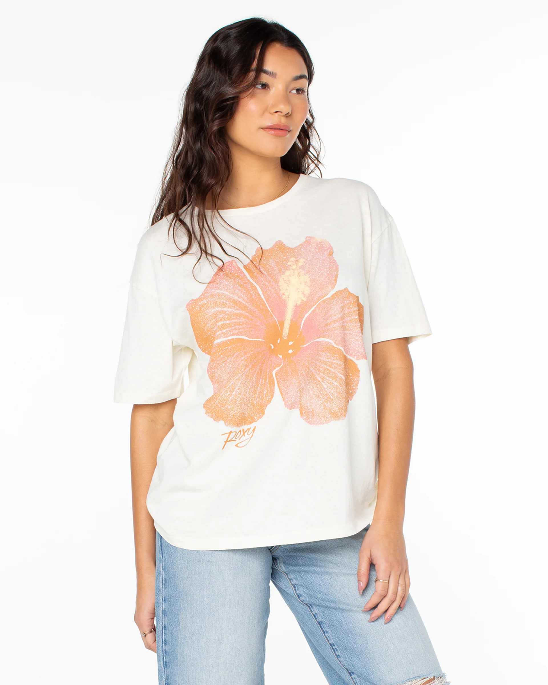 Hibiscus Spray S/S T-Shirt - Egret Hibiscus Spray - Image 3