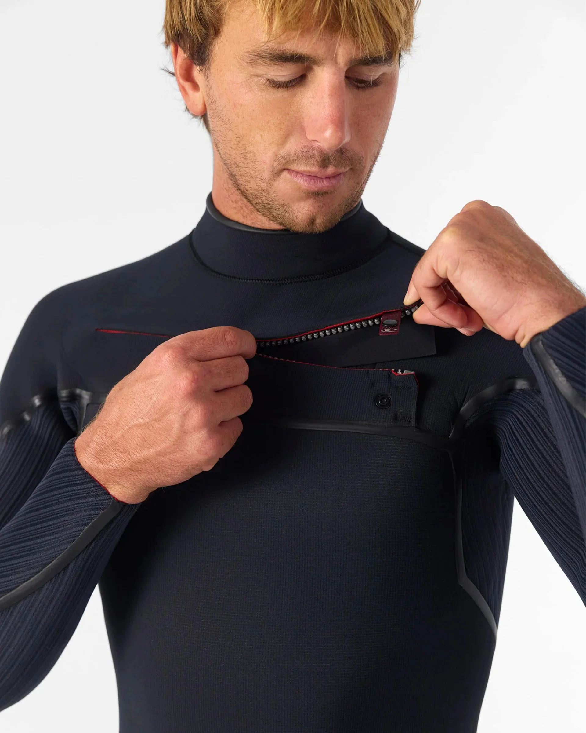 Hyperfreak Fire 4/3mm+ Chest Zip Full Wetsuit - Black/Black - Image 6