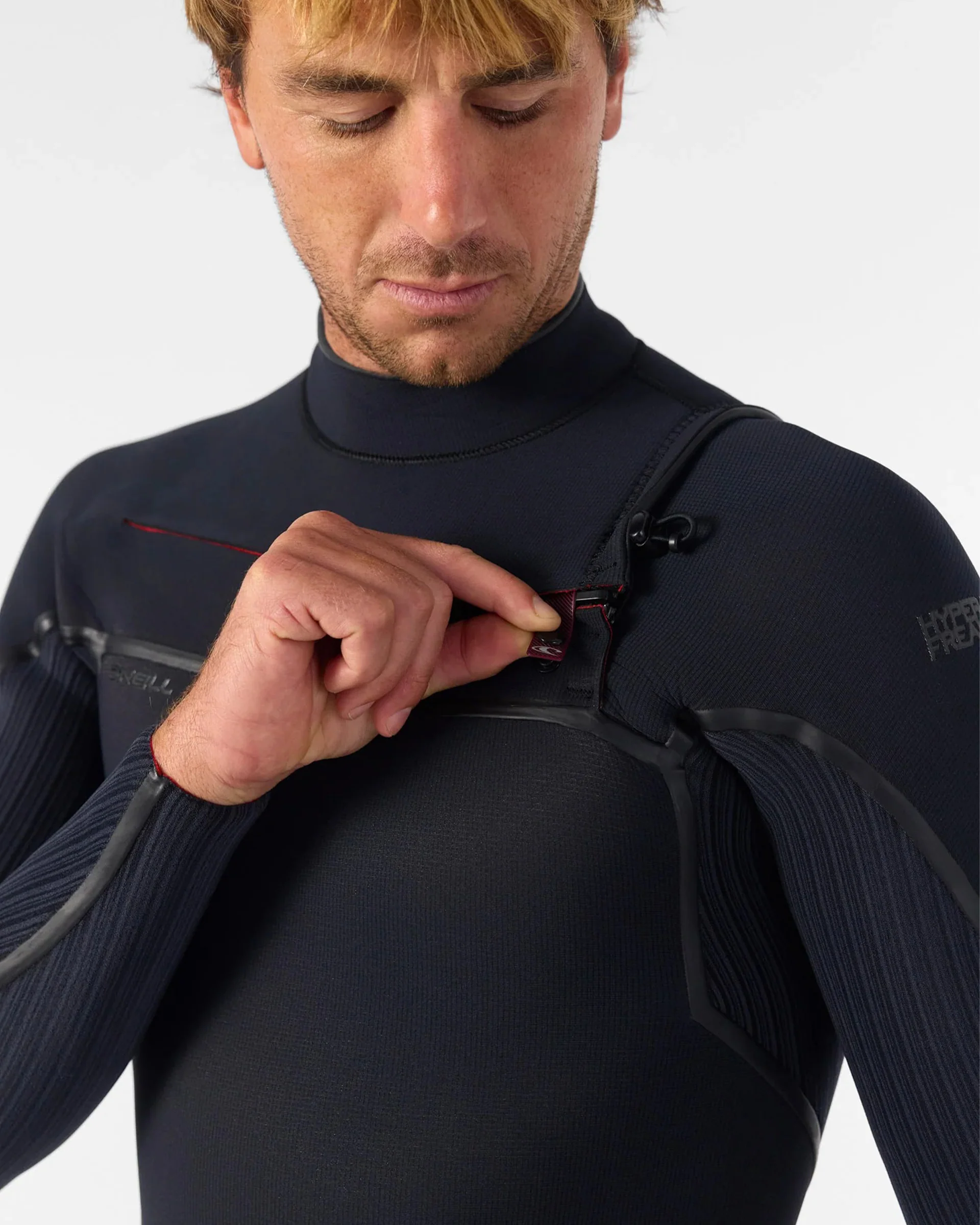Hyperfreak Fire 4/3mm+ Chest Zip Full Wetsuit - Black/Black - Image 7