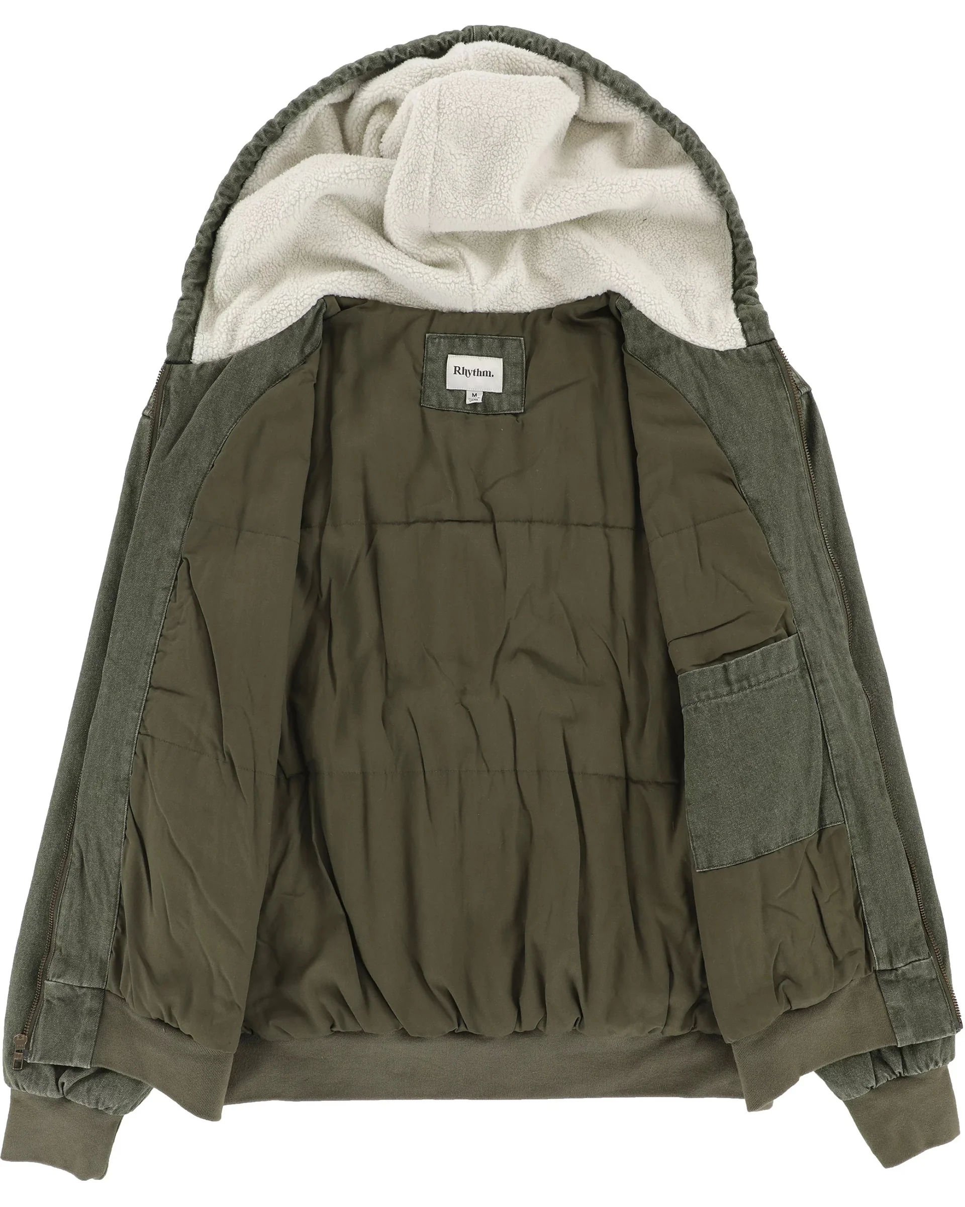 Insulated Denim Work Jacket - Olive - Image 3
