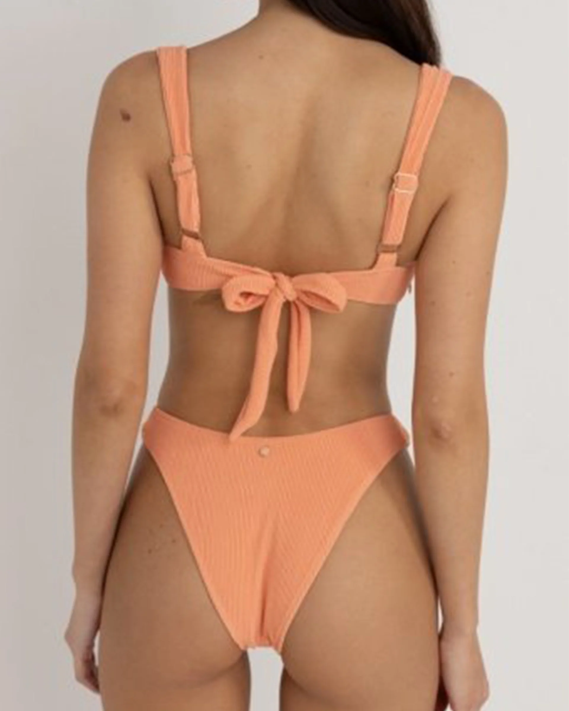 Isla Rib Hi Cut Pant - Peach - Image 2
