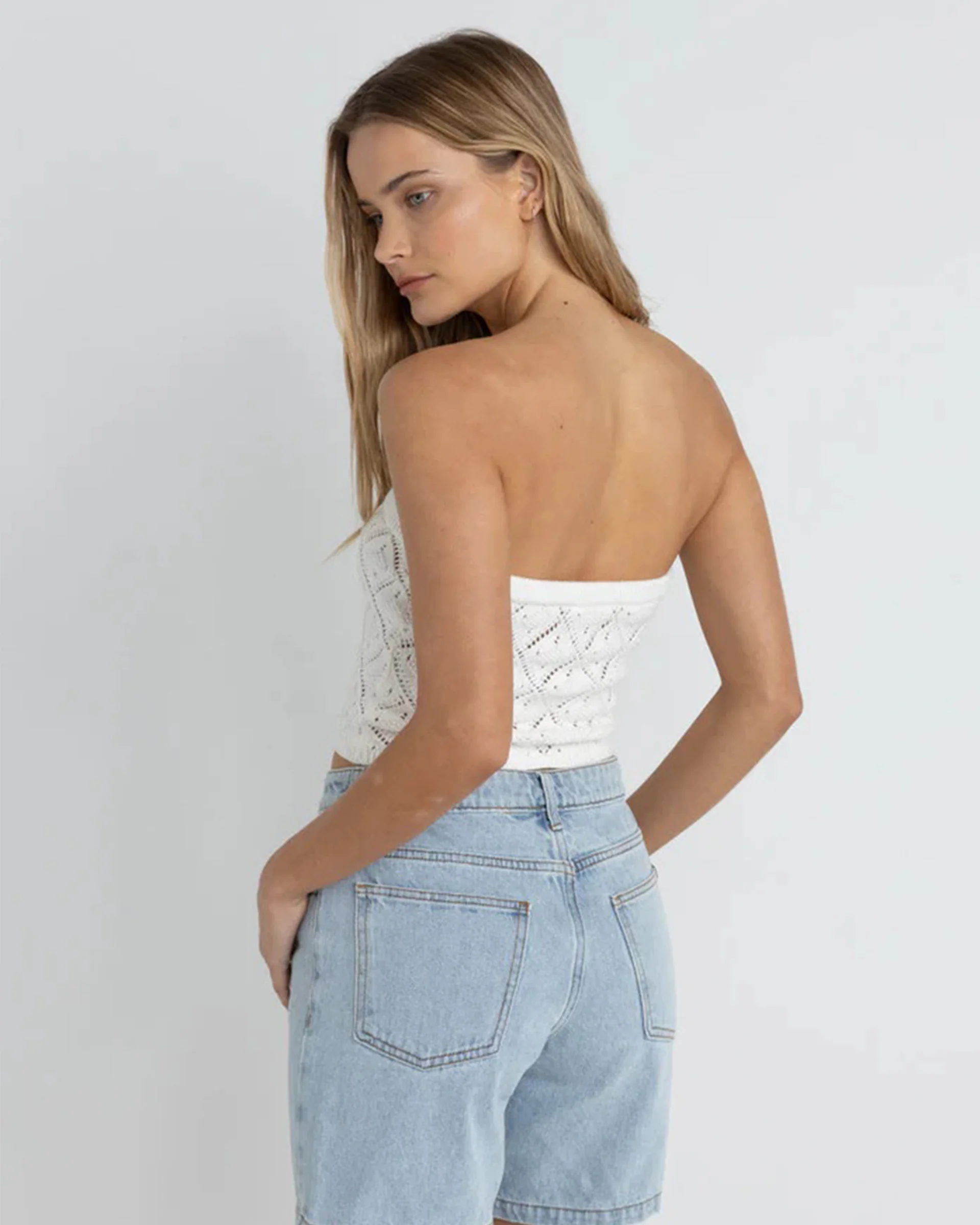 Islander Strapless Knit Top - White - Image 3