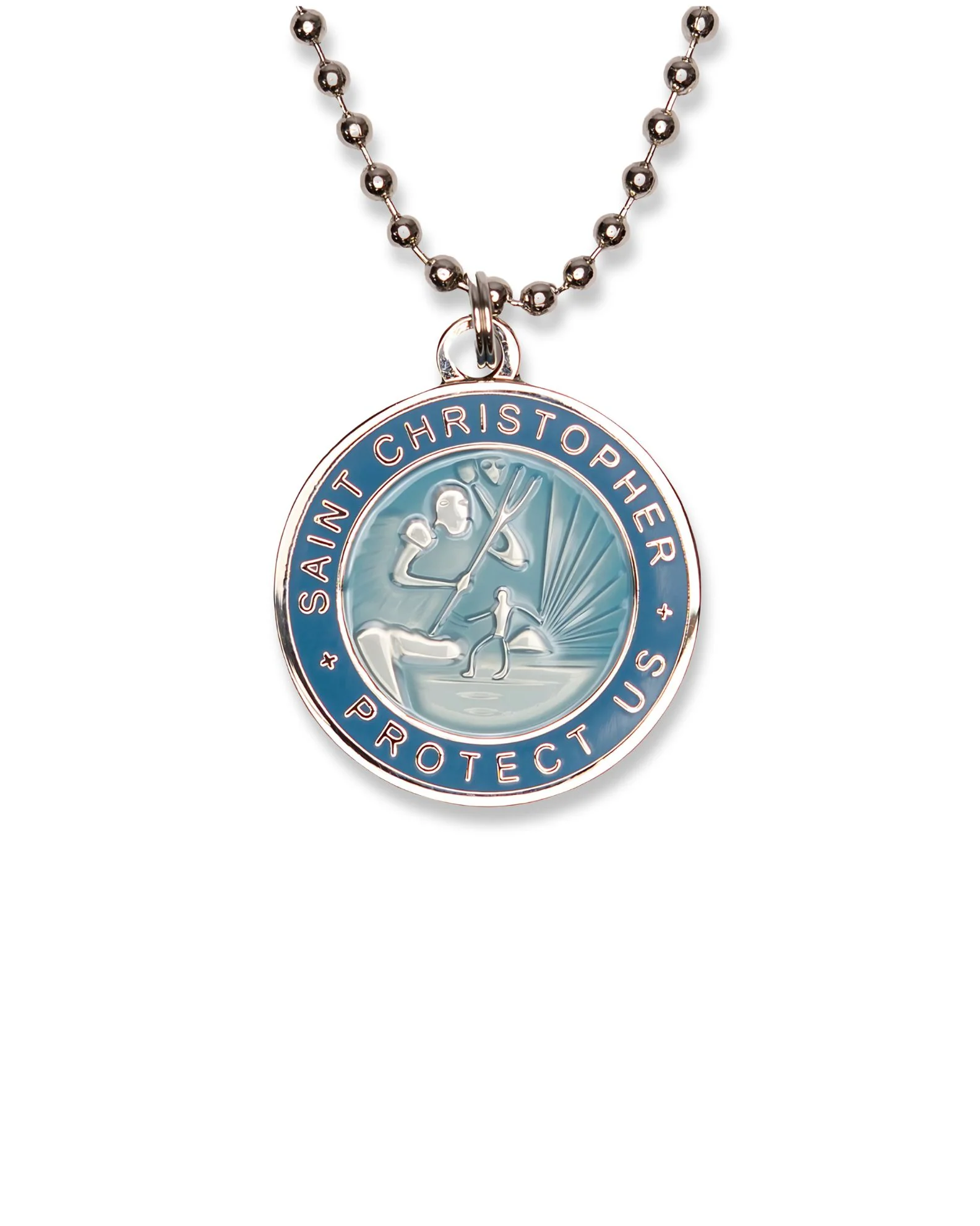St. Christopher Necklace - Light Blue/ Denim - Image 3
