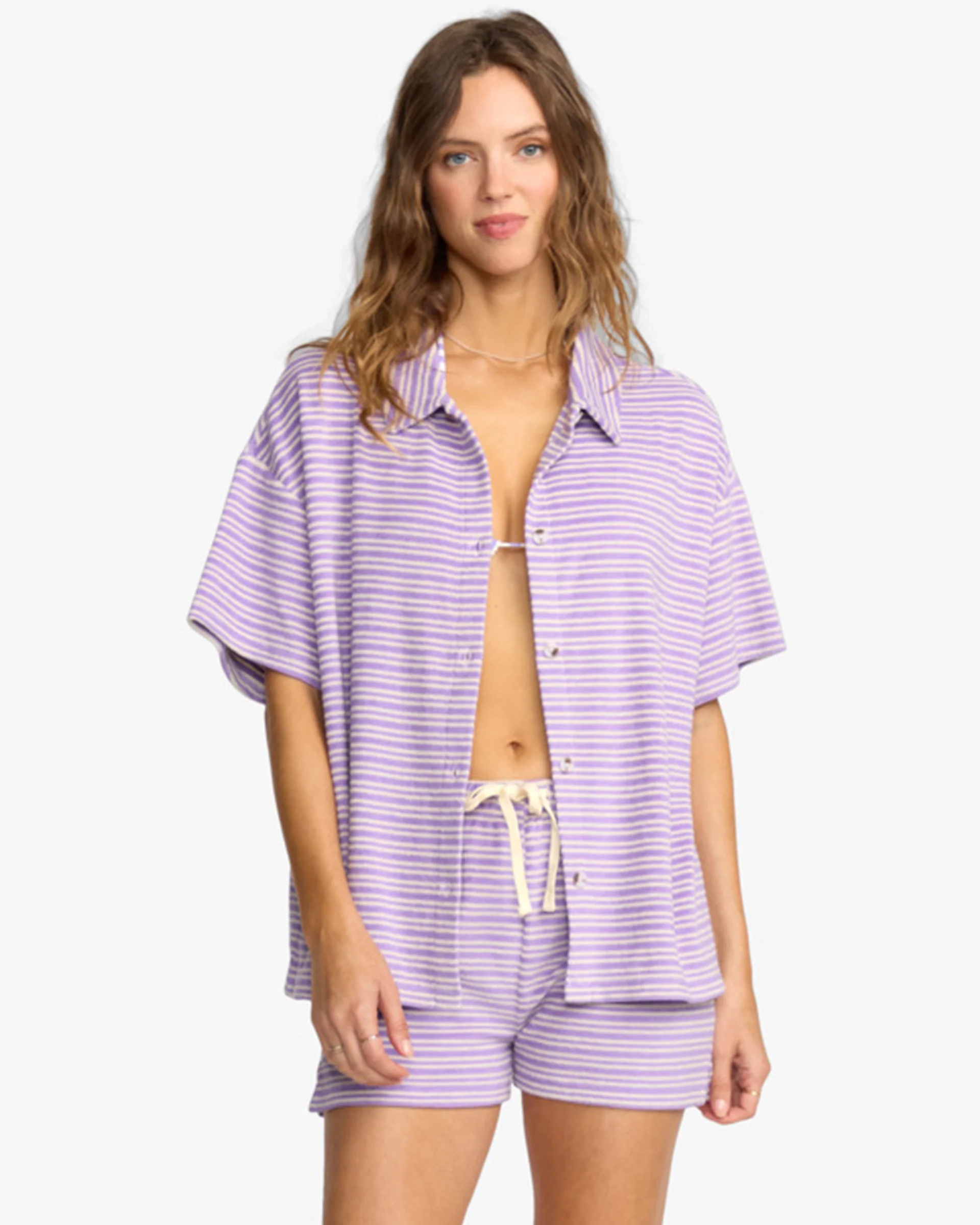 Josie Stripe Beachy Shirt - Purple Punch - Image 2