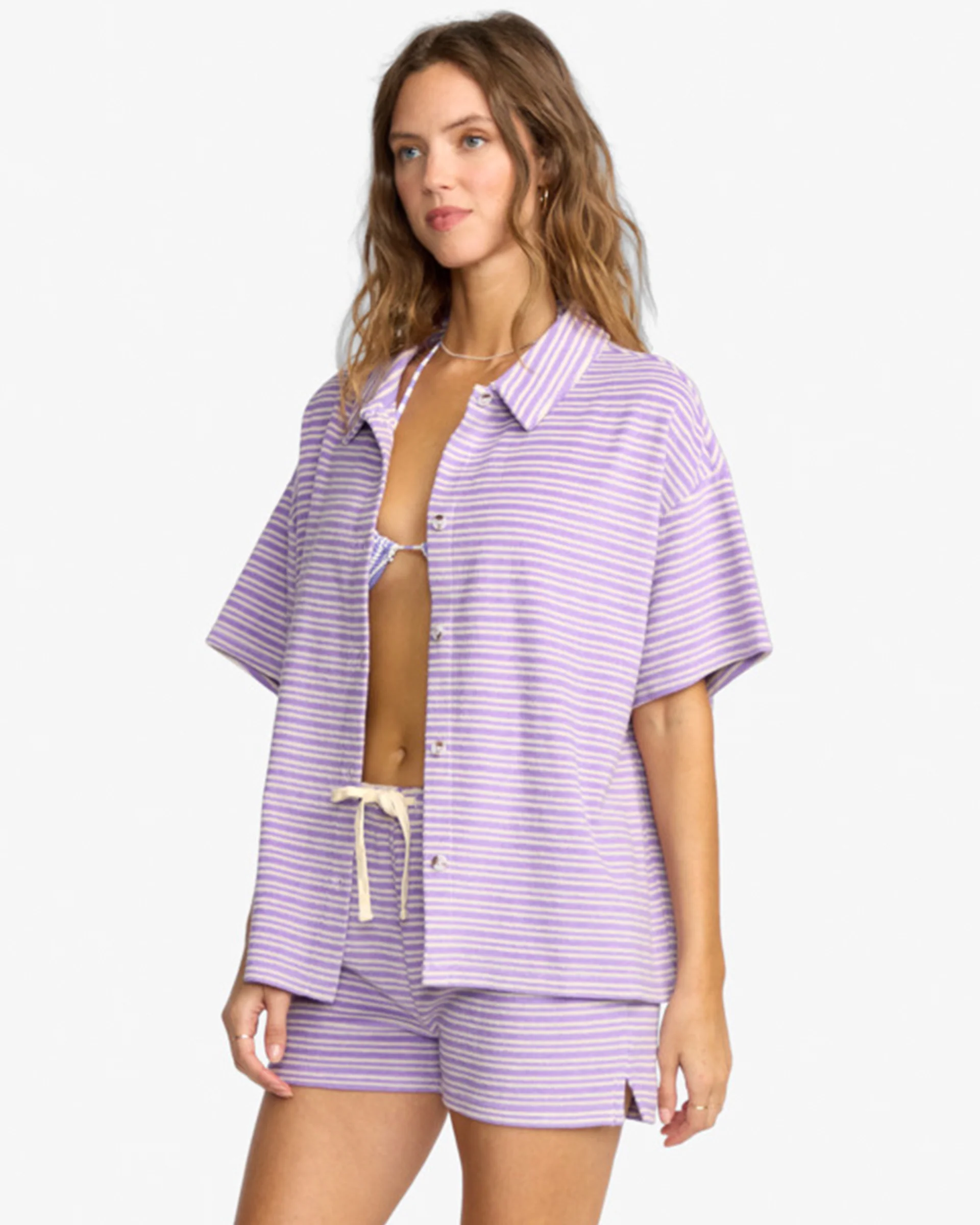 Josie Stripe Beachy Shirt - Purple Punch - Image 5