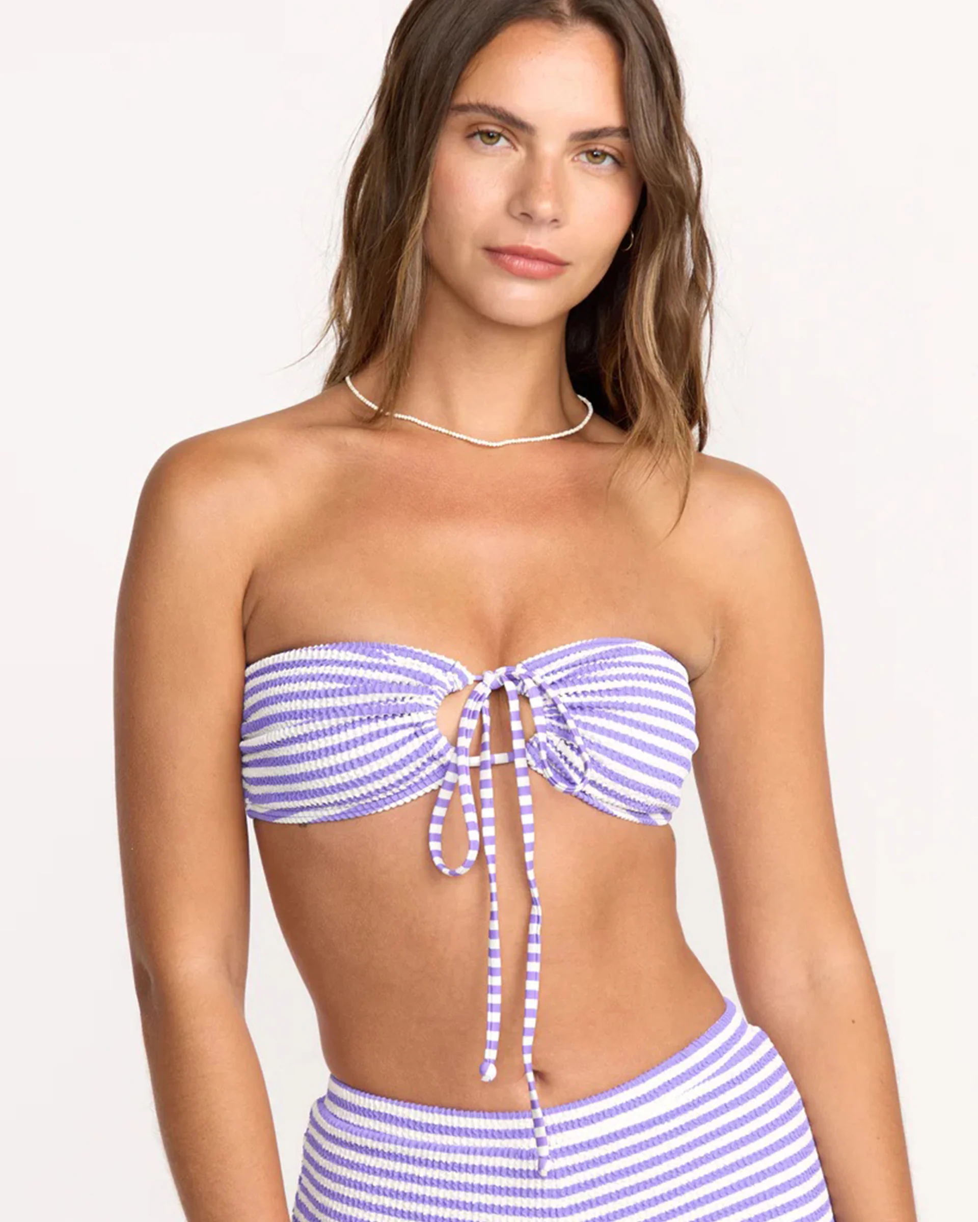 Josie Summer Hi Yarn Dyed Drew Bandeau Bikini Top - Purple Punch - Image 6