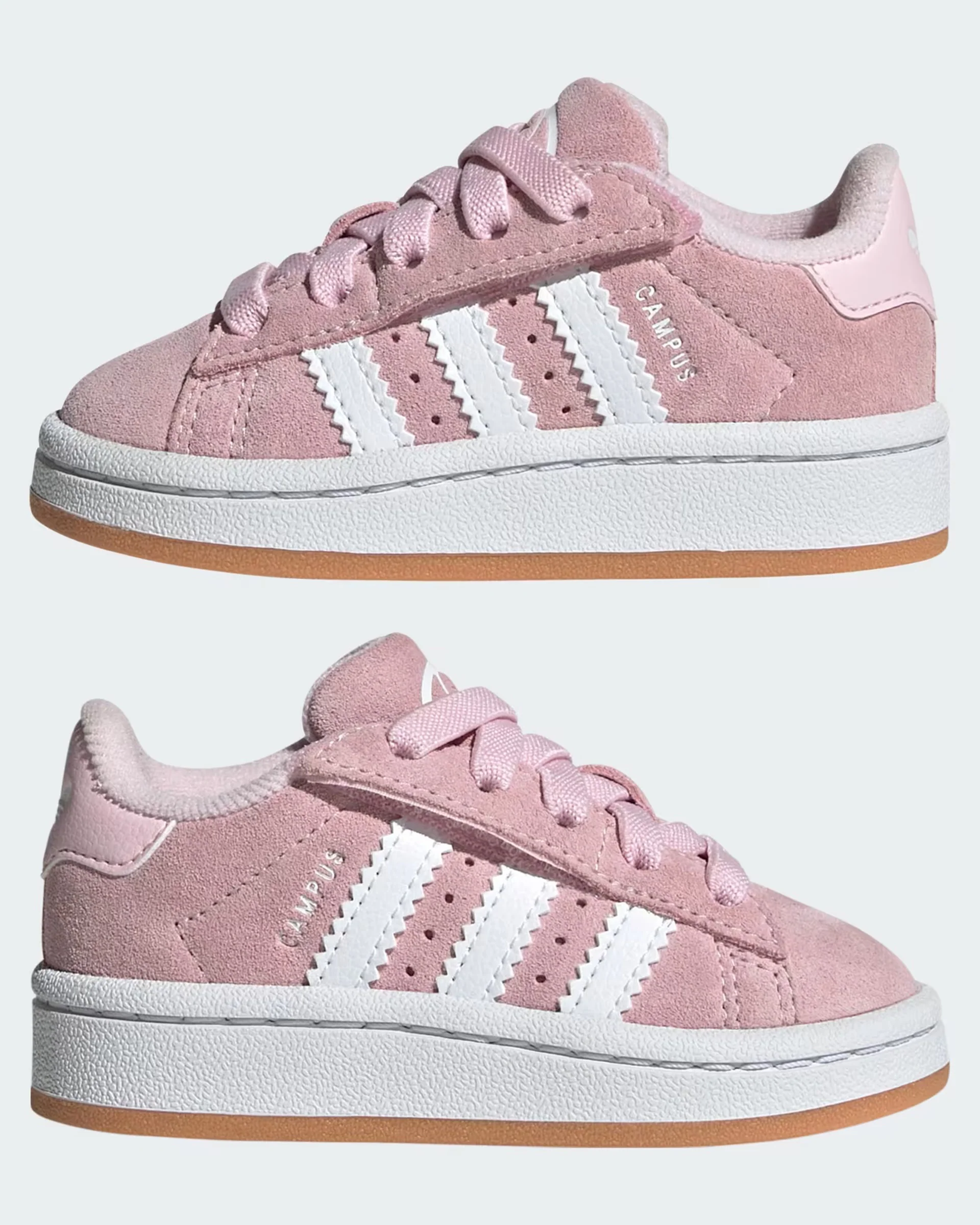 Kids Campus 00s Comfort Closure Elastic Lace Shoe - Clear Pink/Cloud White/Gum - Image 7