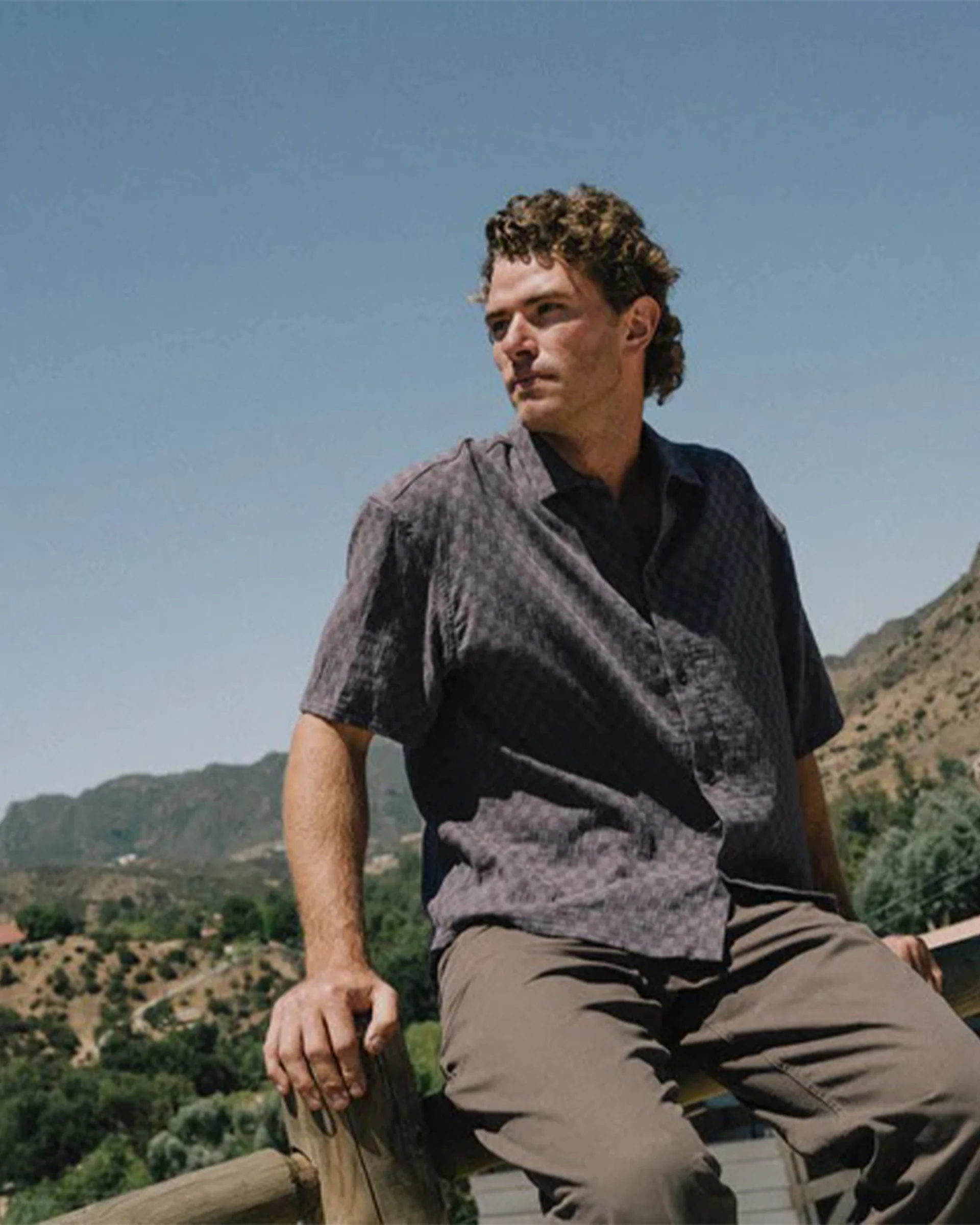 Leads Relaxed Check S/S Shirt - Blue Sea - Image 3