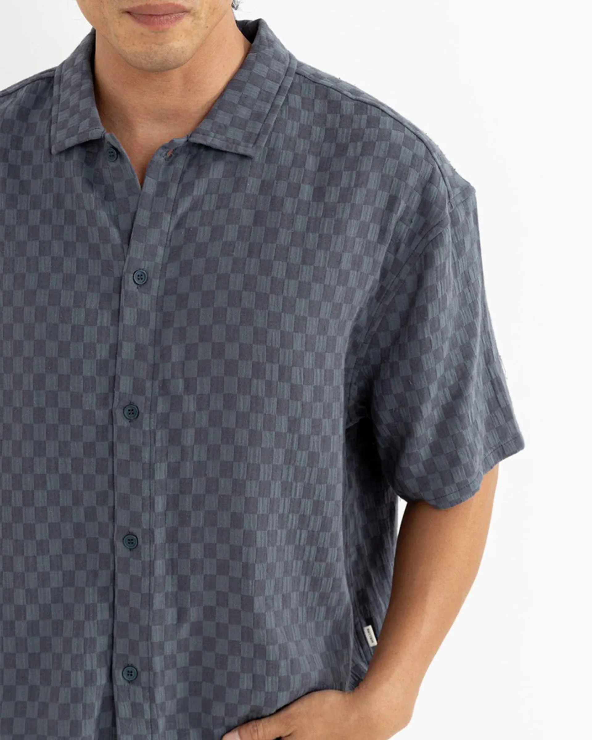 Leads Relaxed Check S/S Shirt - Blue Sea - Image 4