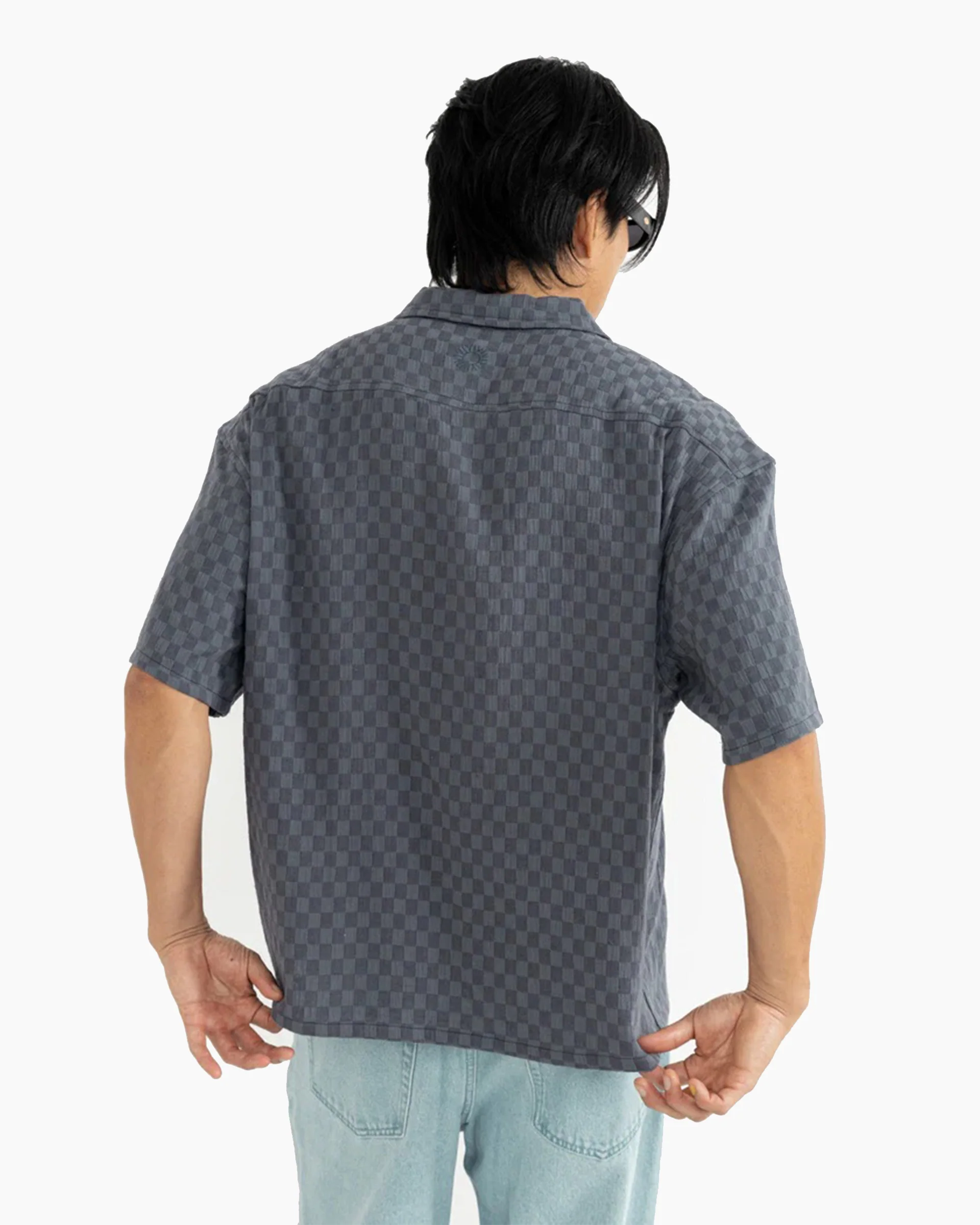 Leads Relaxed Check S/S Shirt - Blue Sea - Image 5