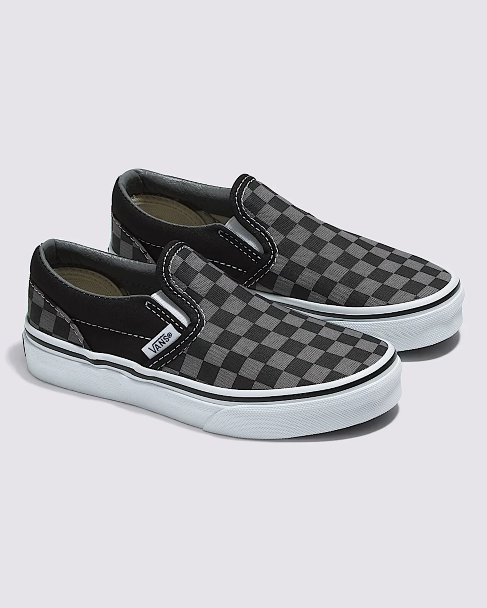 Little Kid's Classic Slip-on Shoes - Black / Pewter Grey - Image 2