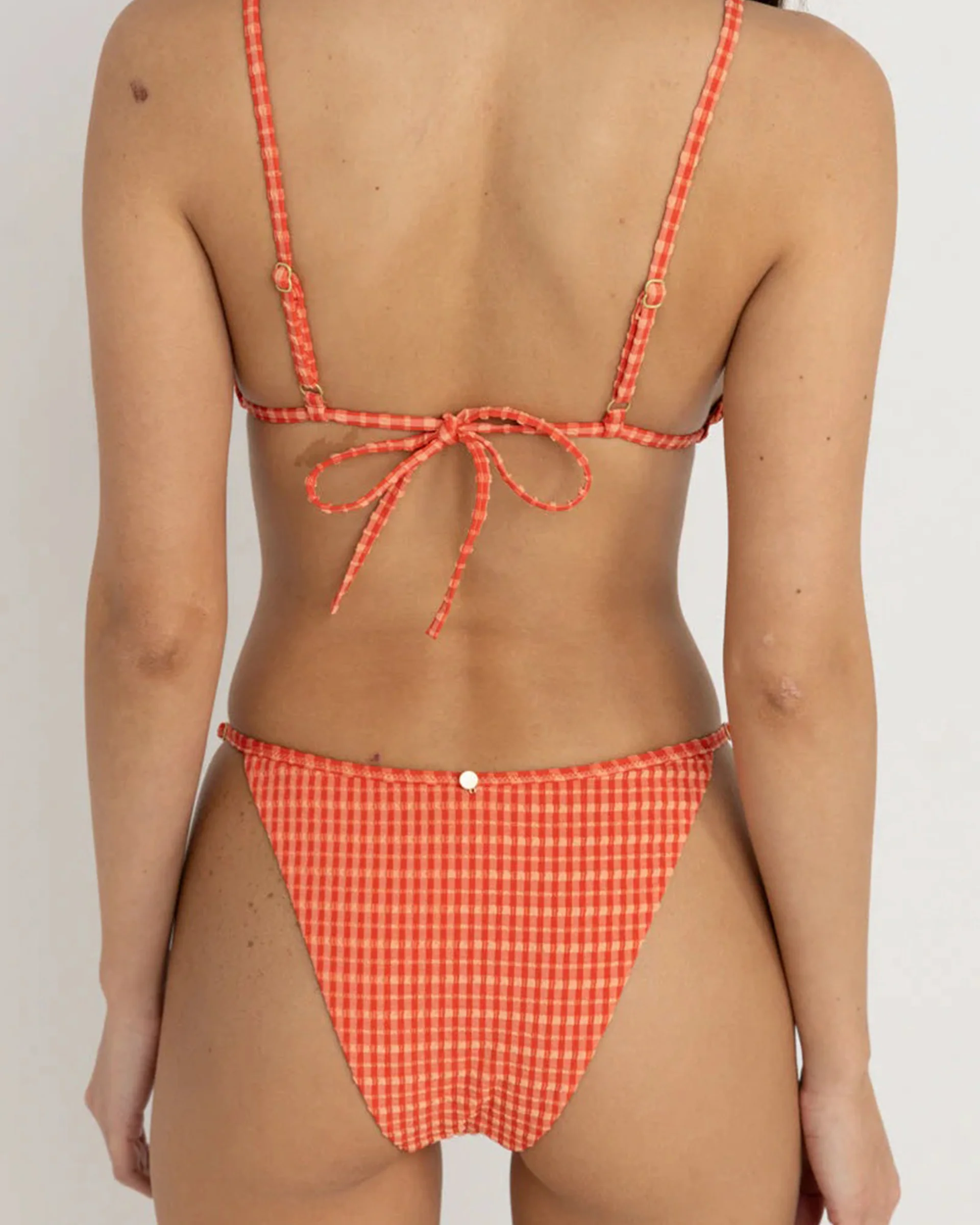Lola Check Adjustable Side Hi Cut String Pant - Red - Image 6