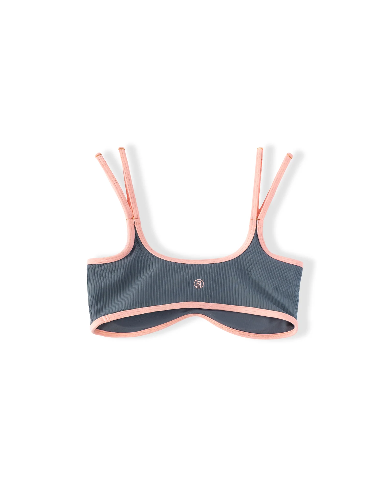 Lola Ribbed Swim Top - Slate/Soft Coral - Image 8