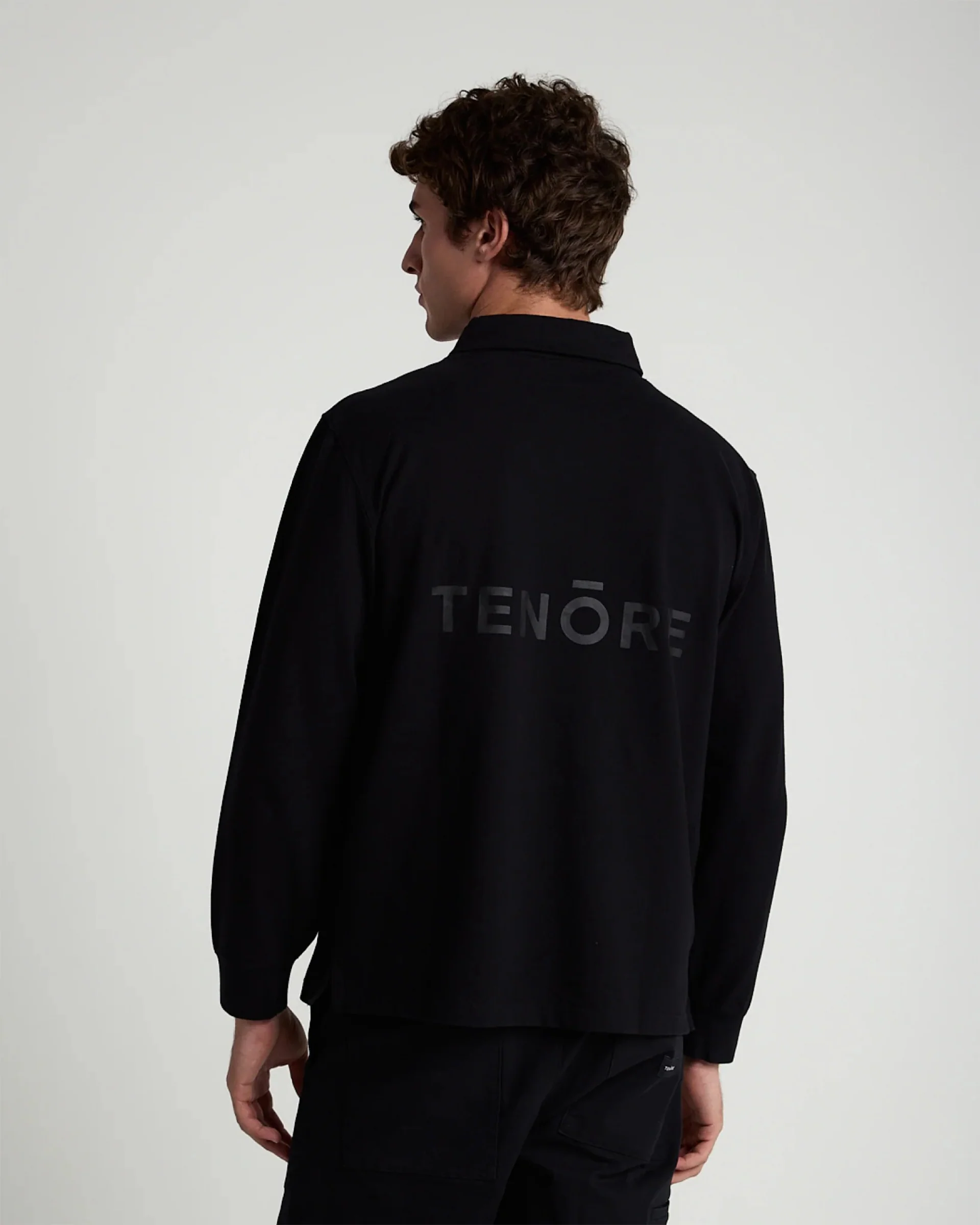 Long Sleeve 3 Button Rugby Polo - Black - Image 5