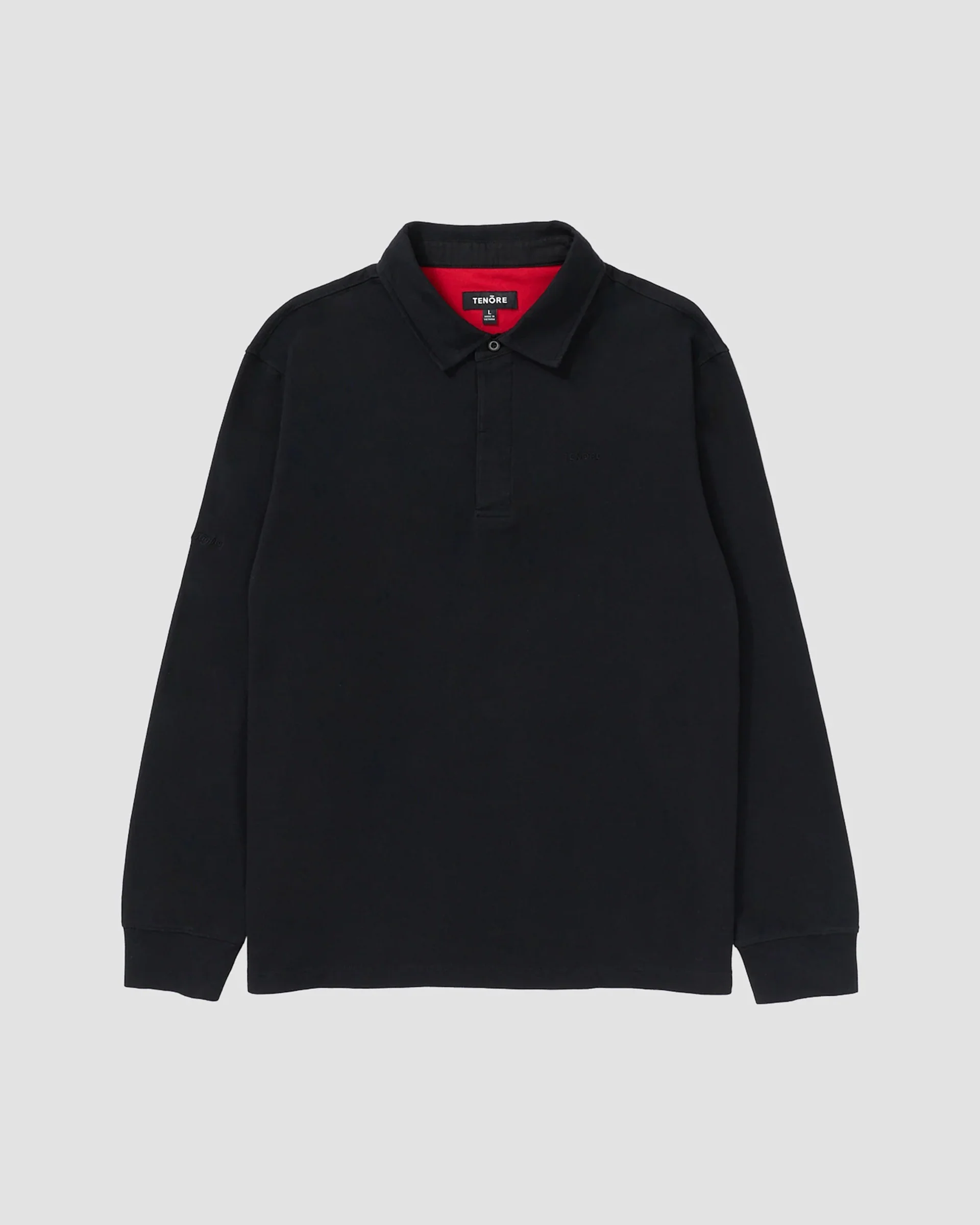Long Sleeve 3 Button Rugby Polo - Black - Image 6