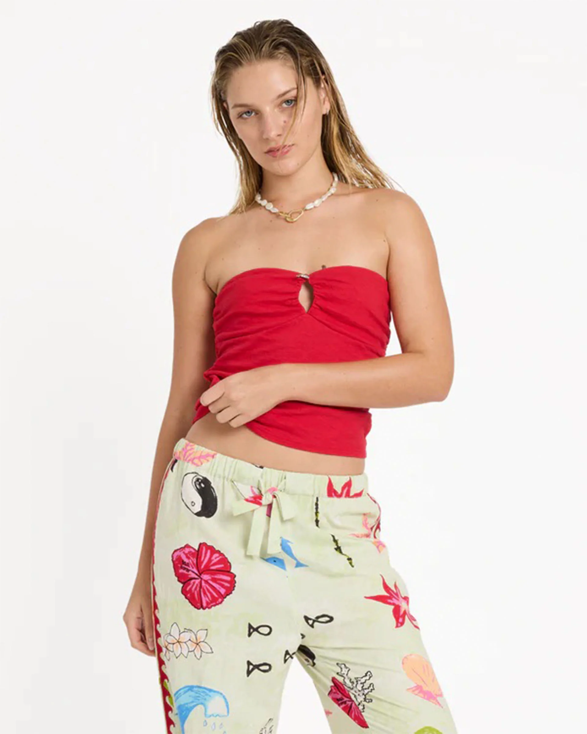 Lottie Hall Splasher Knit Tube Top - True Red - Image 2