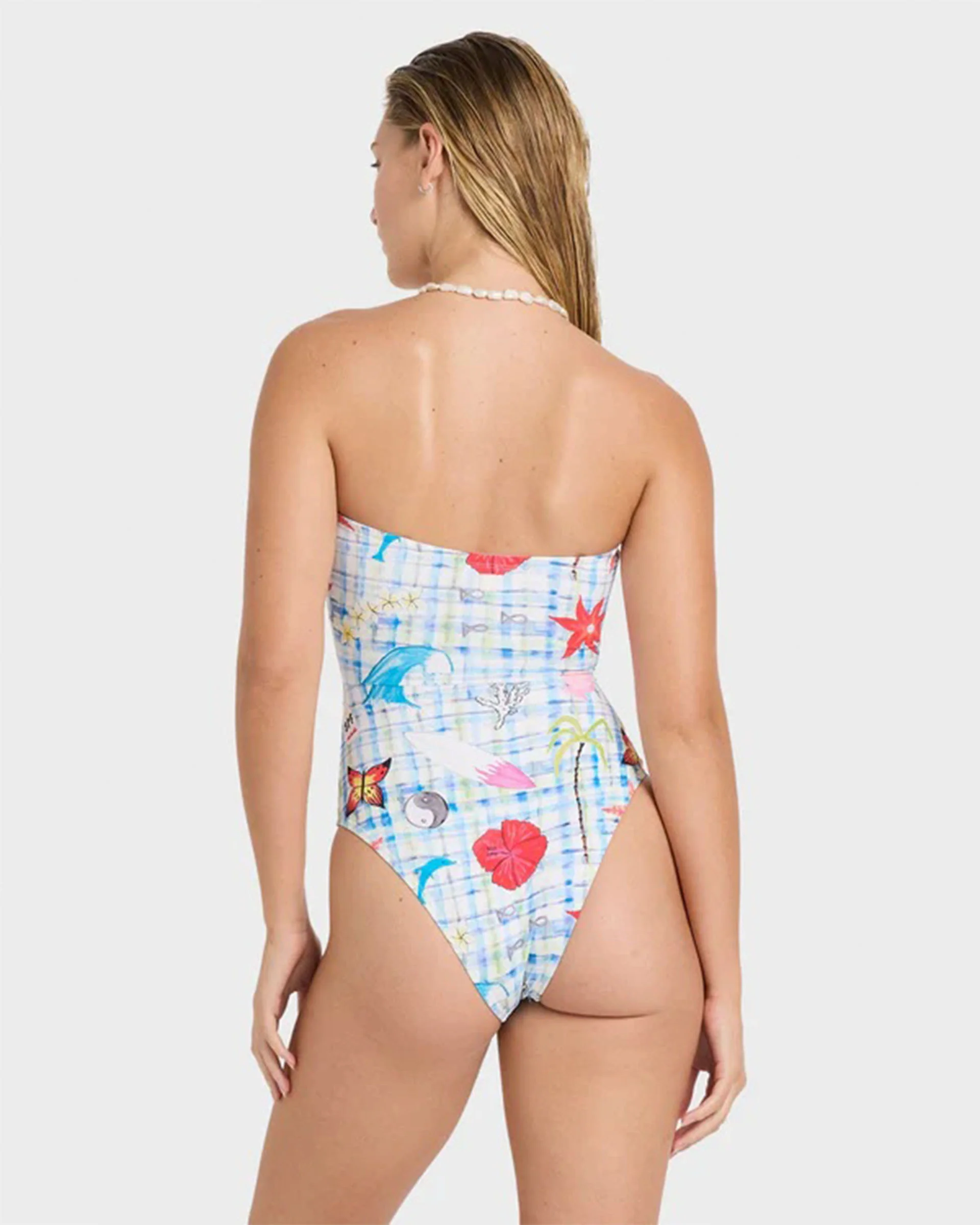 Lottie Hall Summer Bandeau One Piece Swimsuit - White Multi - Image 3