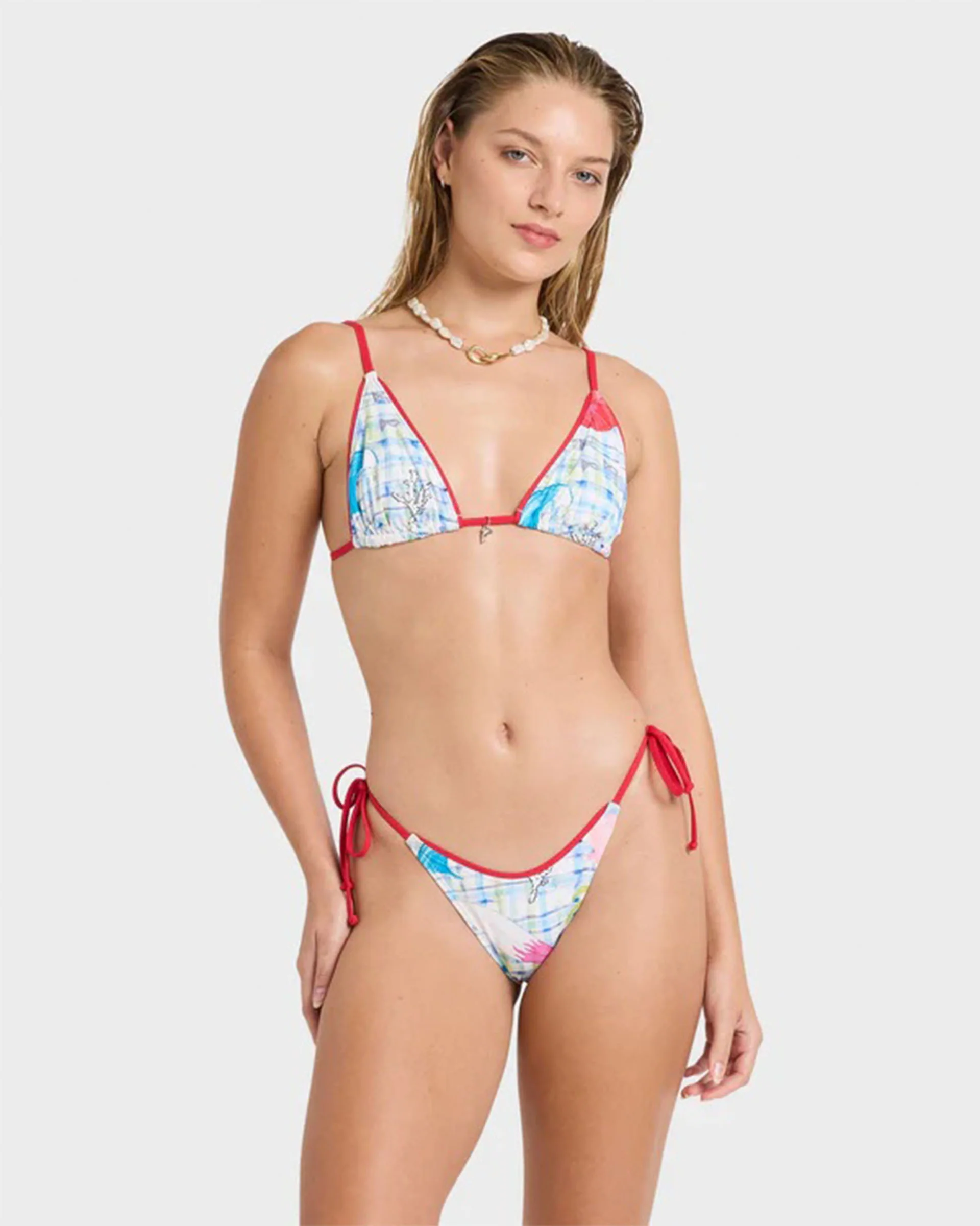 Lottie Hall Tall Slide Triangle Bikini Top - White Multi - Image 2